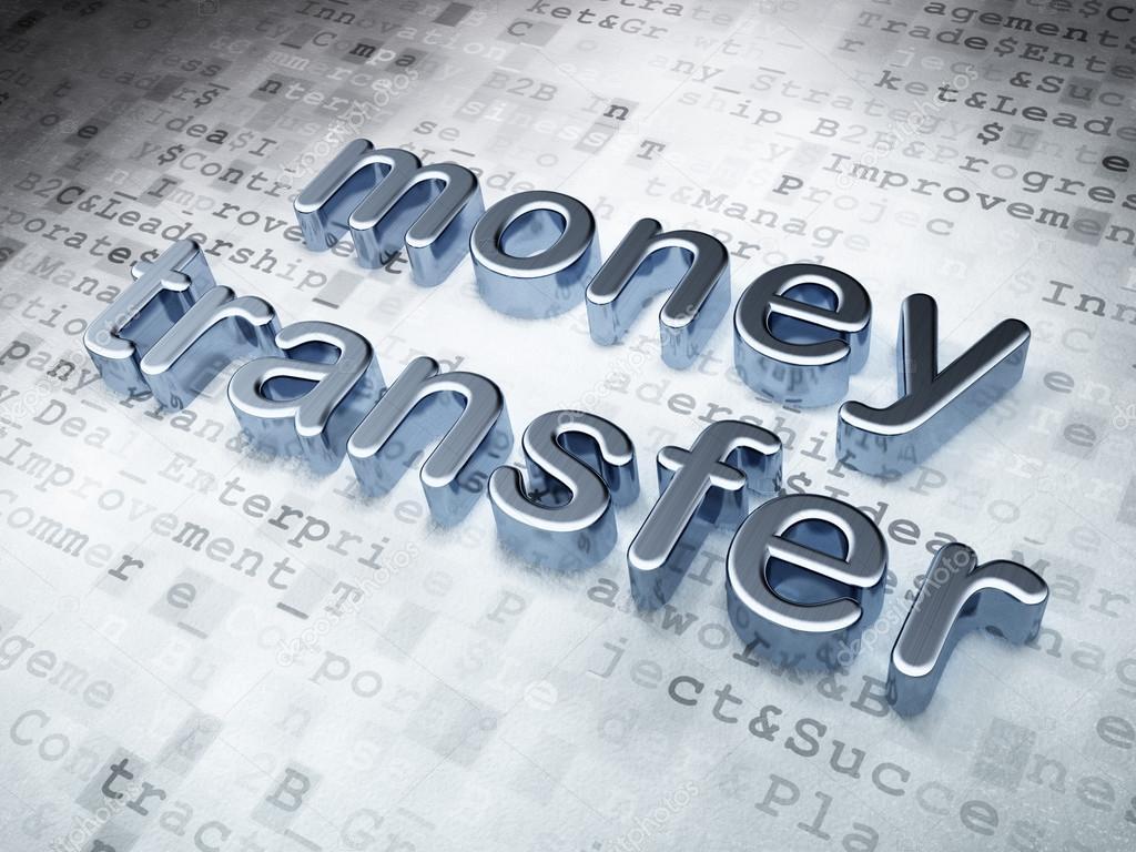 Silver Money Transfer On Digital Background