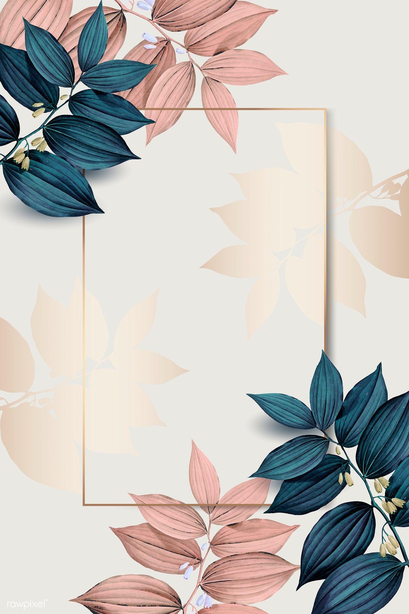 Download premium vector of Rectangle gold frame on pink and blue