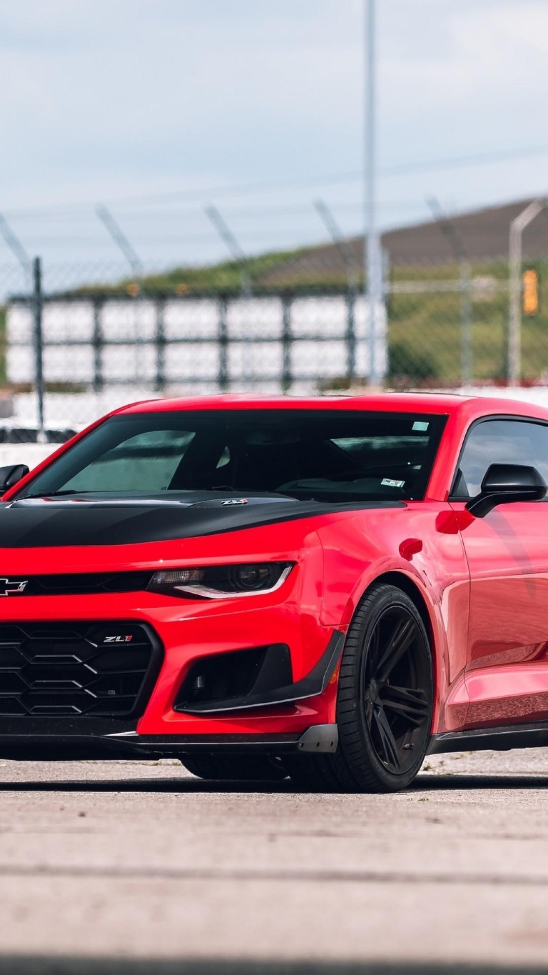 Download 1080x1920 Chevrolet Camaro Zl Red, Racing Muscle