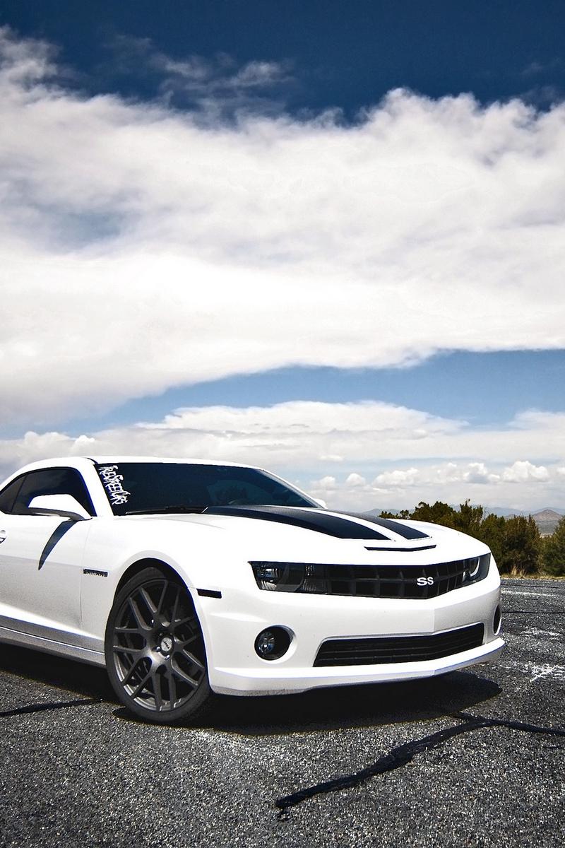 Download wallpaper 800x1200 chevrolet, camaro ss, white