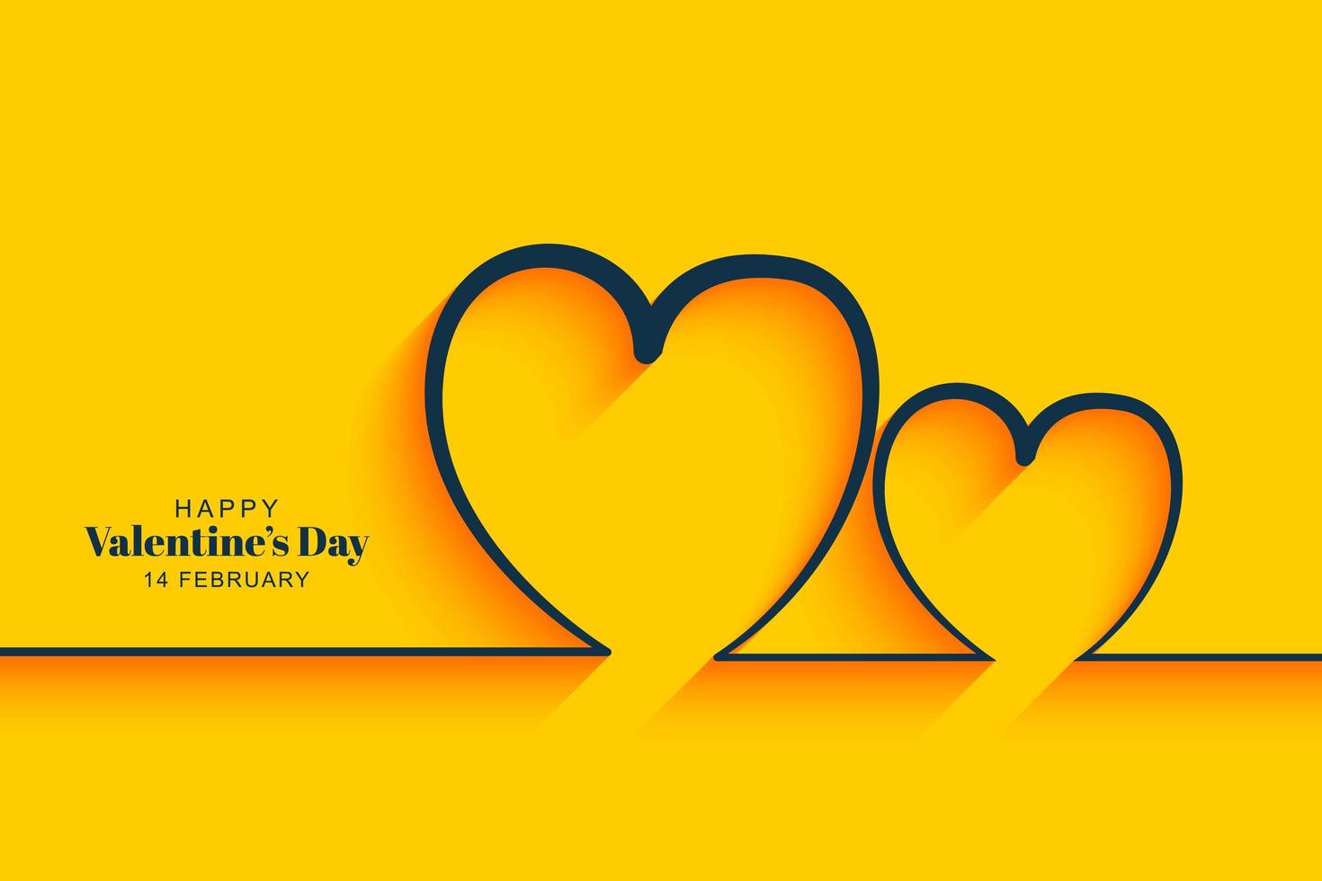 Minimalistic yellow hearts valentine's day card design