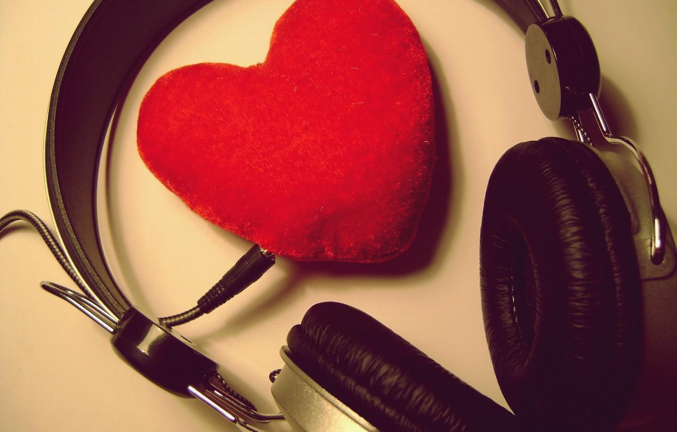 Wallpaper love, music, heart, music, headphones, love
