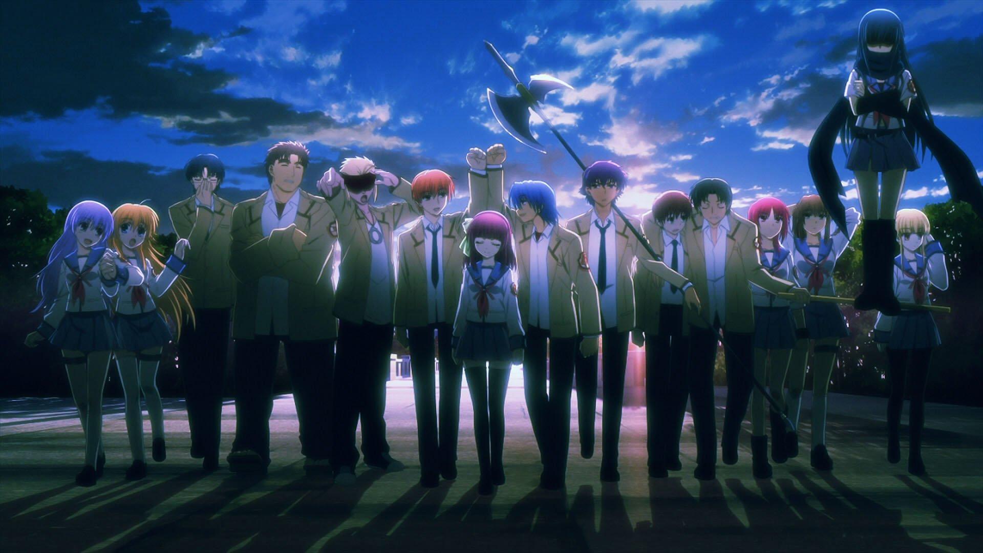 Anime girl school uniform group friends beauty Angel Beats