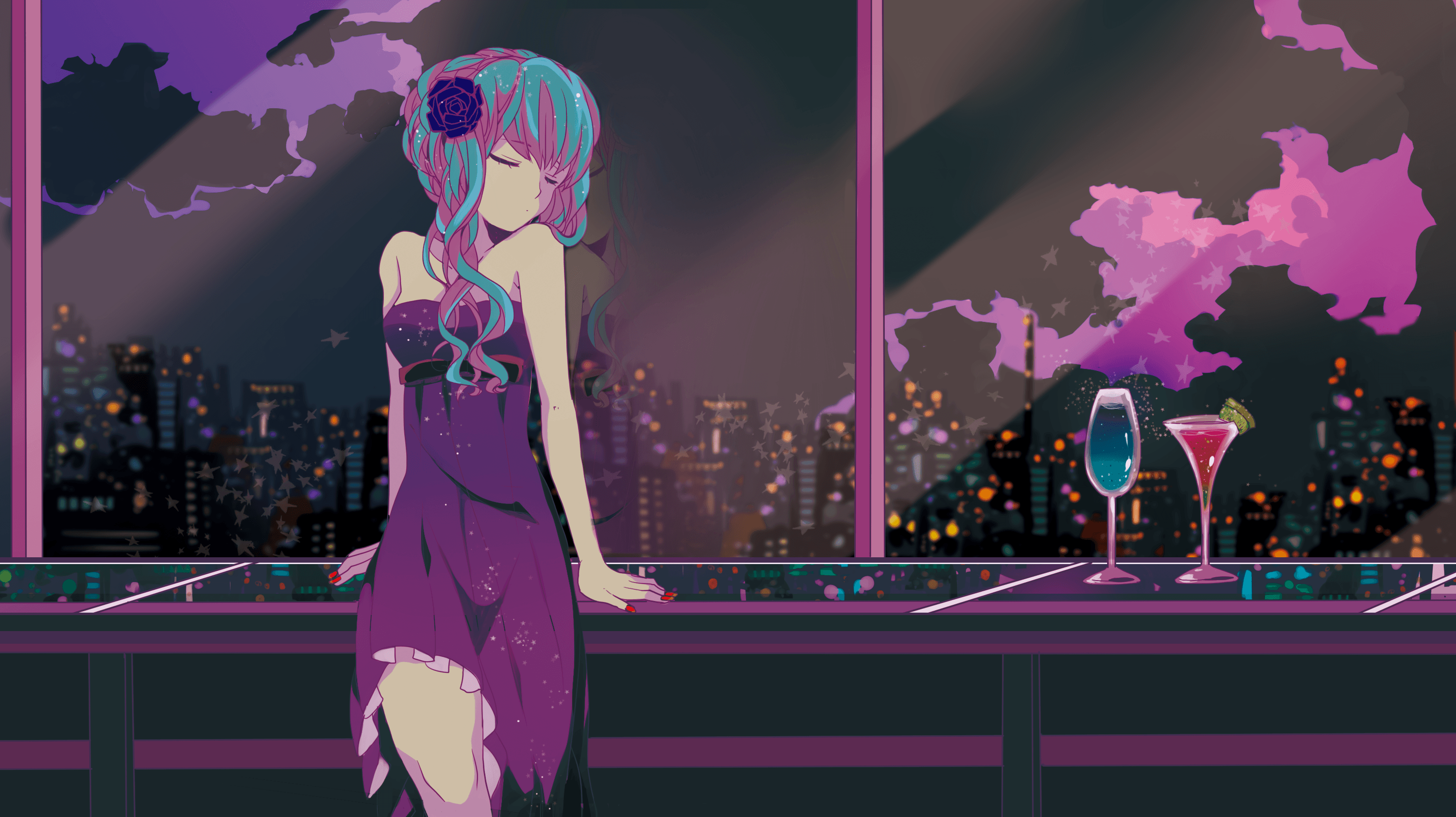 Violet Nightlife (Anime Wallpaper) X Post R Moescape