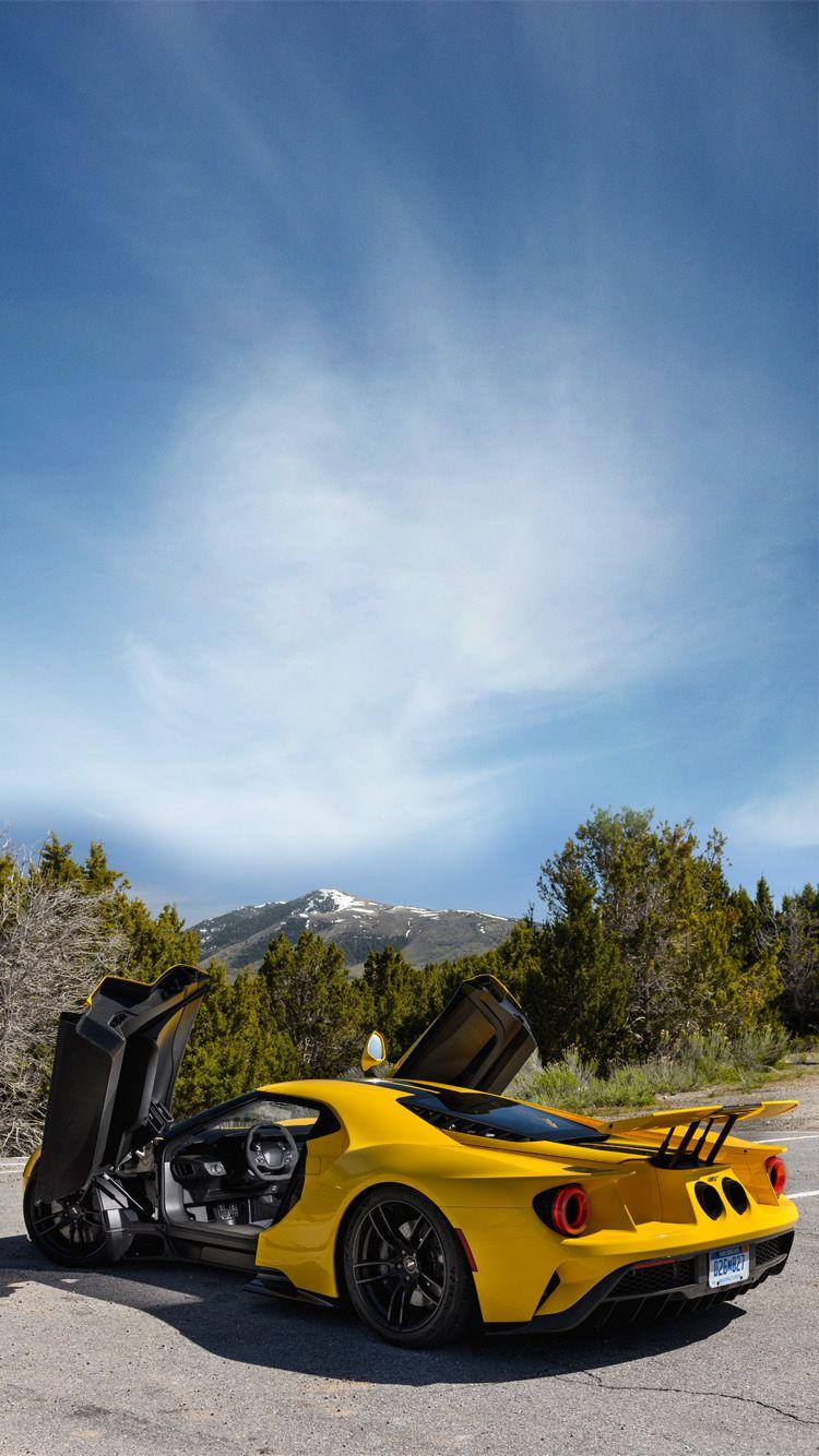 Universal Phone Wallpaper/ Background Yellow Ford GT Super