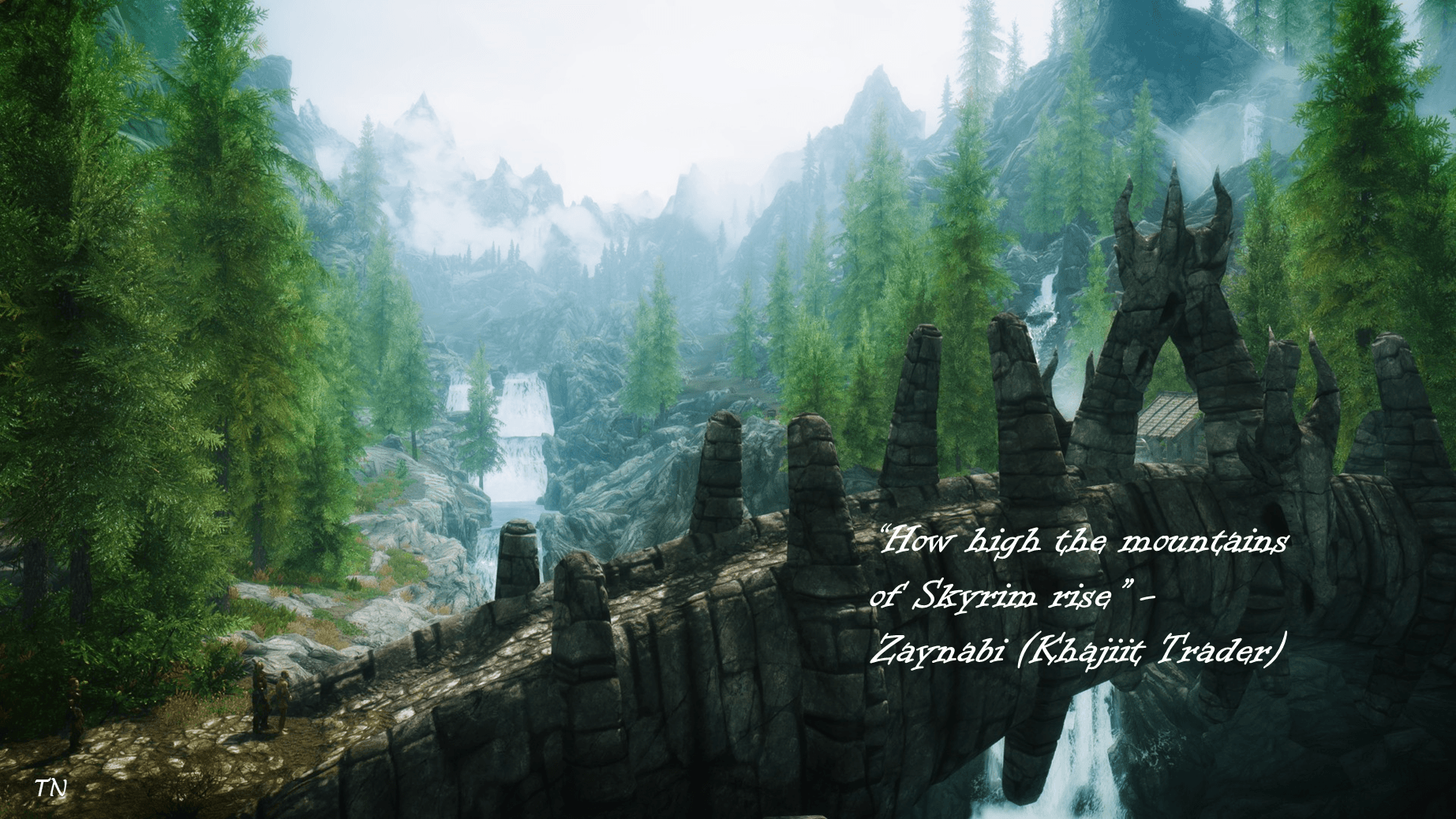 Skyrim Quote I made Using Dragon's Bridge as a background