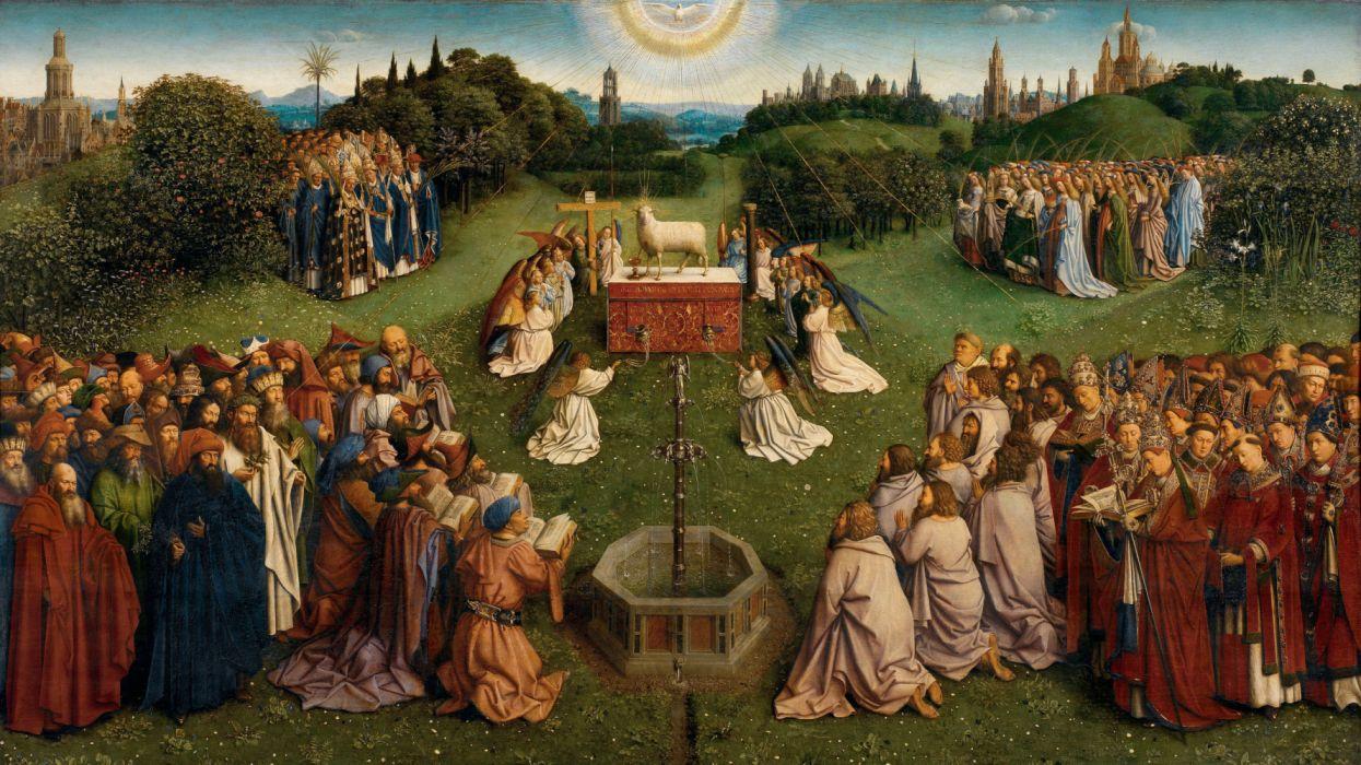 The Ghent Altarpiece Adoration of the Mystic Lamb Jan van