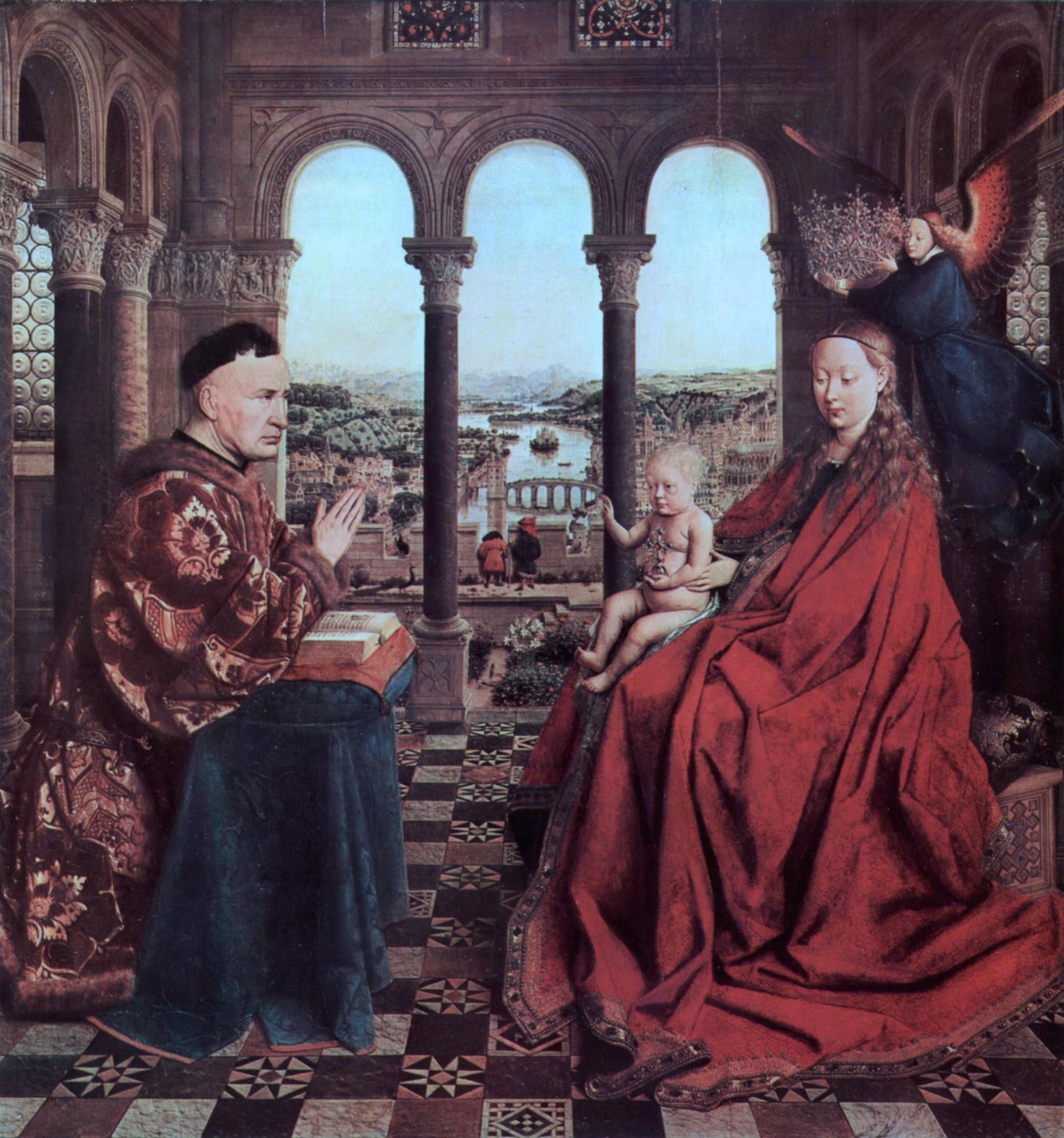 Virgin with Chancellor Rolin Luber by Jan Van Eyck
