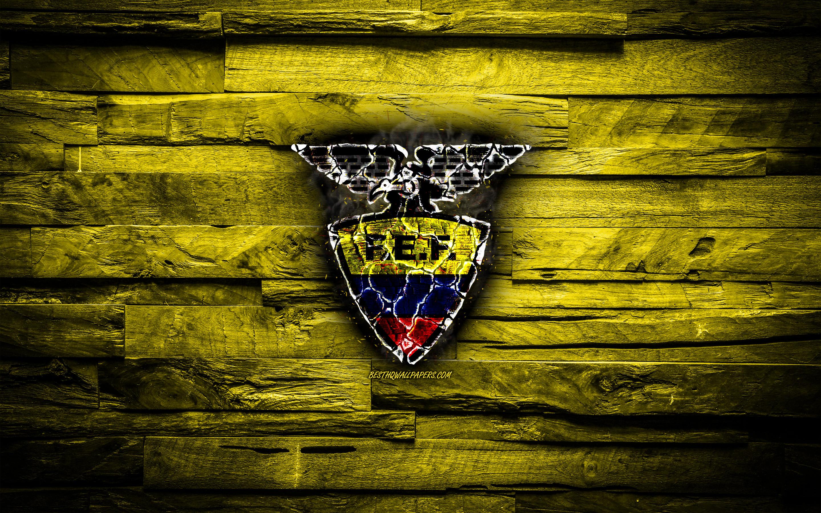 Download wallpaper Ecuador, burning logo, Conmebol, yellow
