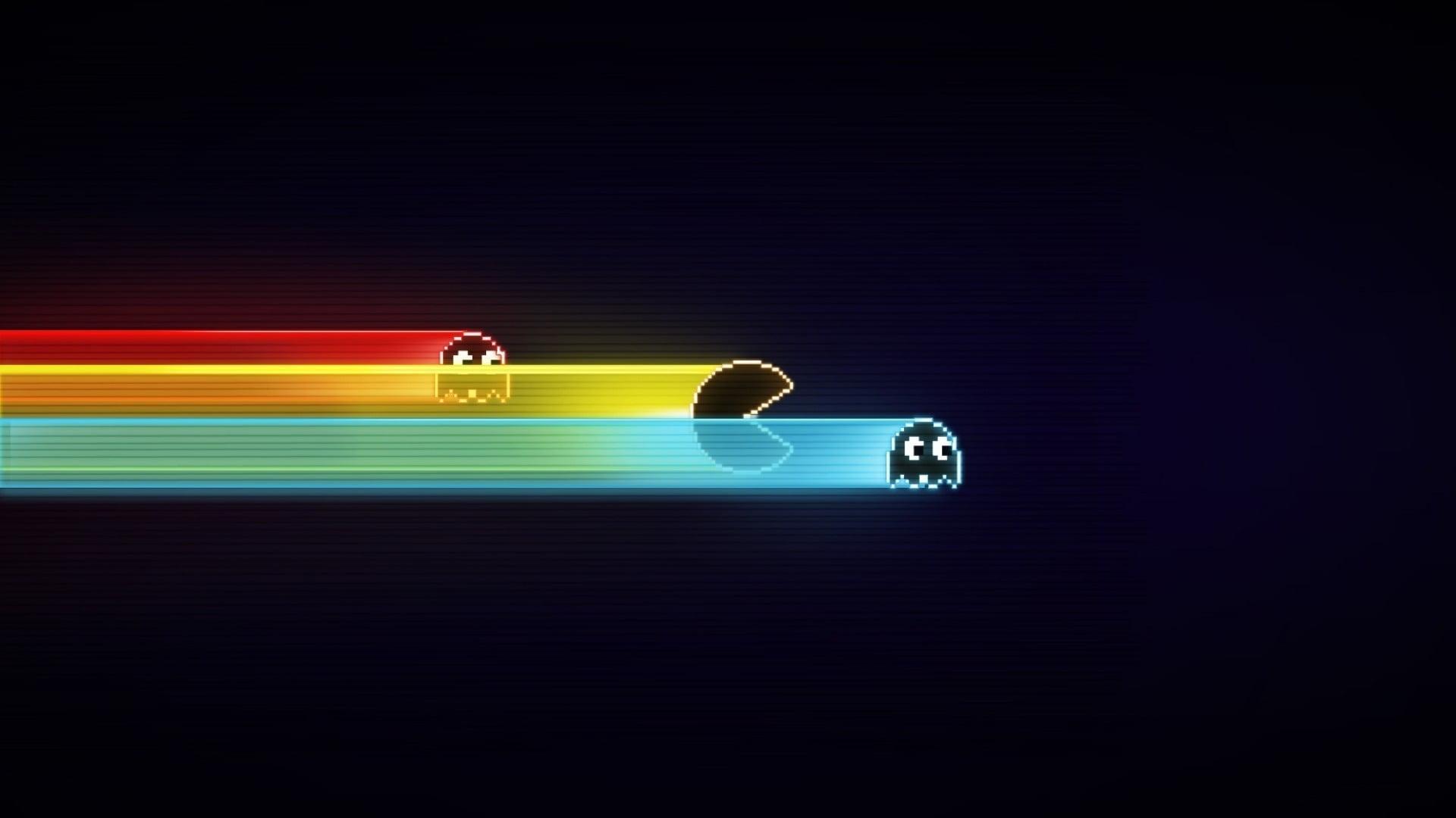 Red, Yellow, And Blue Pacman Wallpaper, Video Games, Pac Man