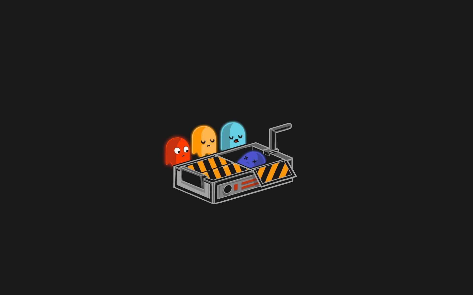 Pac Man Ghosts Illustration, Minimalism, Ghosts, Pac Man