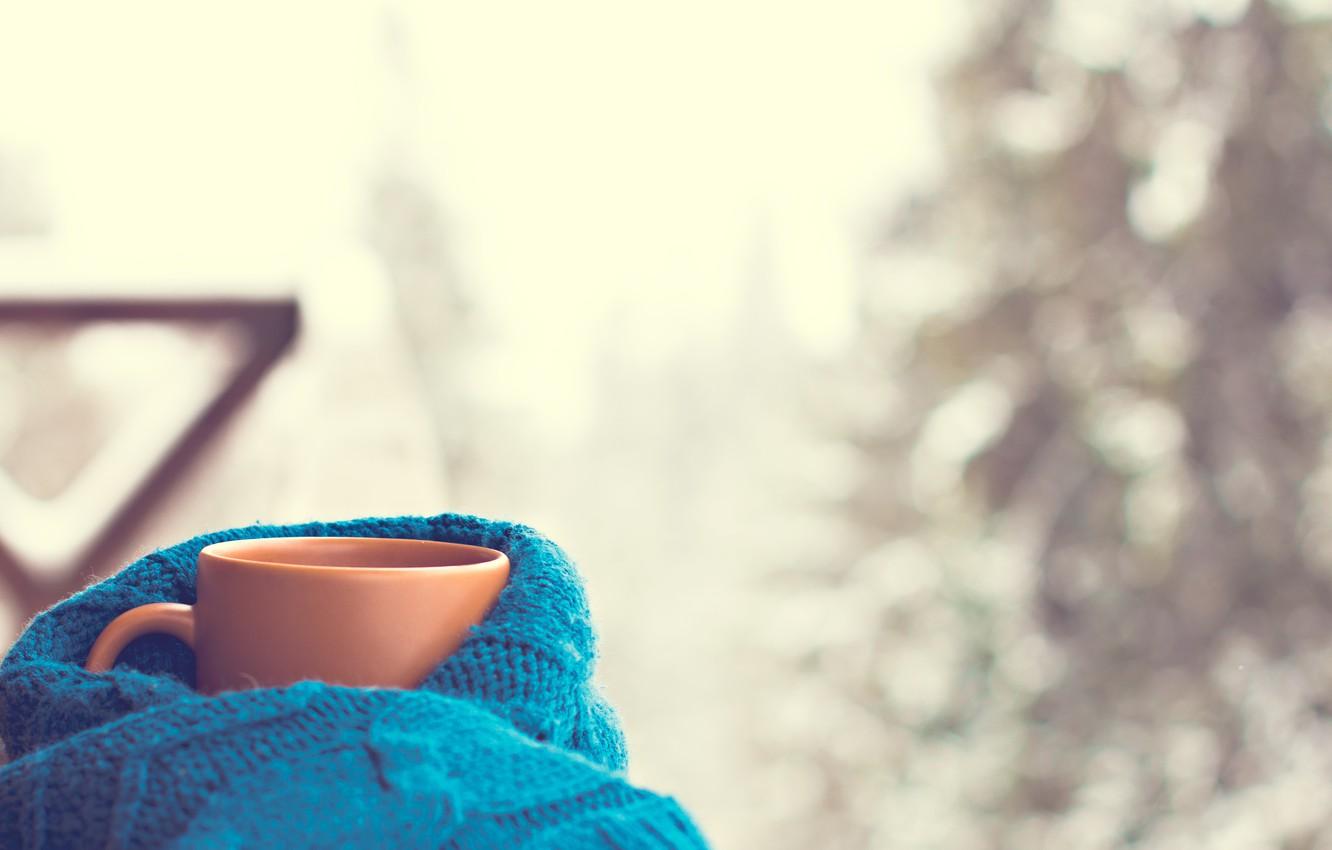 Wallpaper scarf, Cup, hot, winter, snow, cup, coffee image