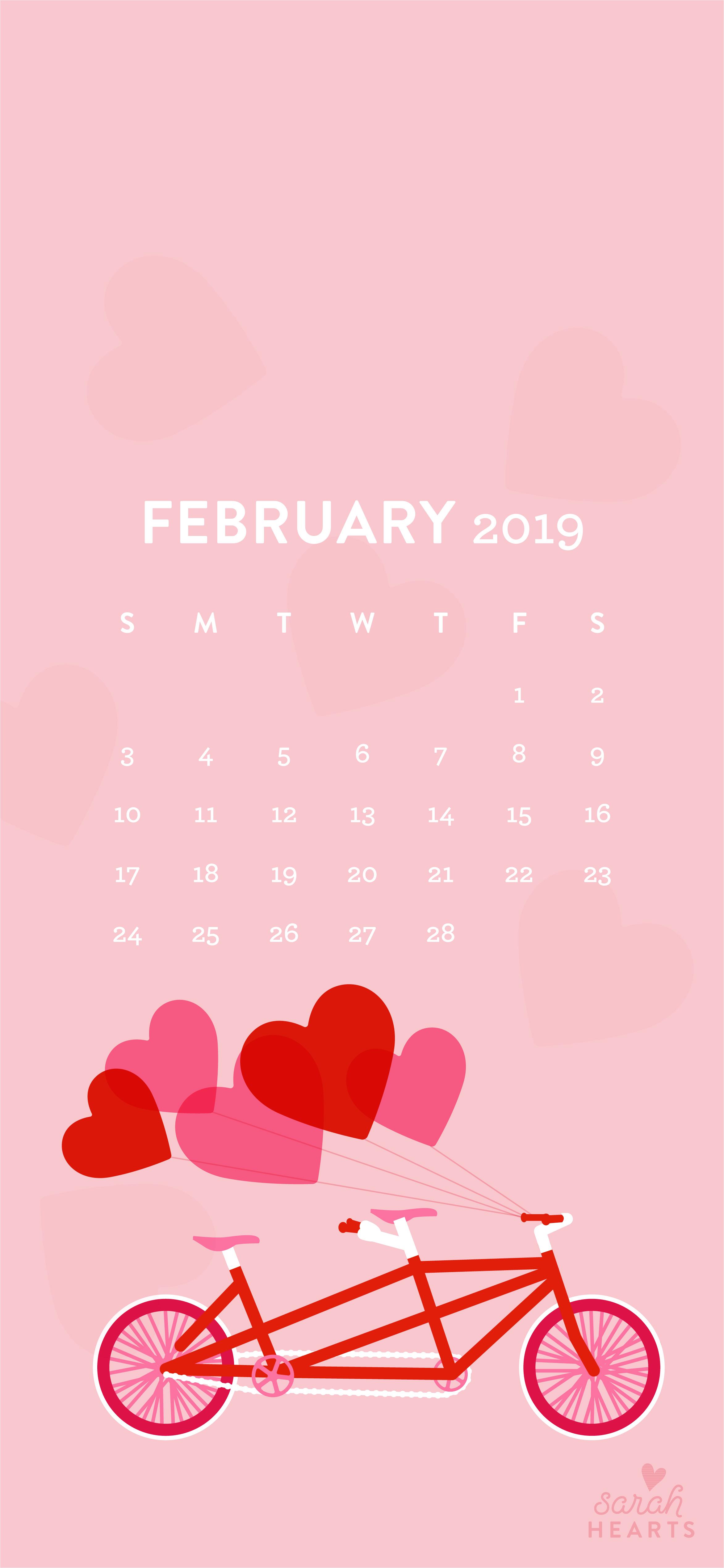 February 2019 Tandem Bike Calendar Wallpaper