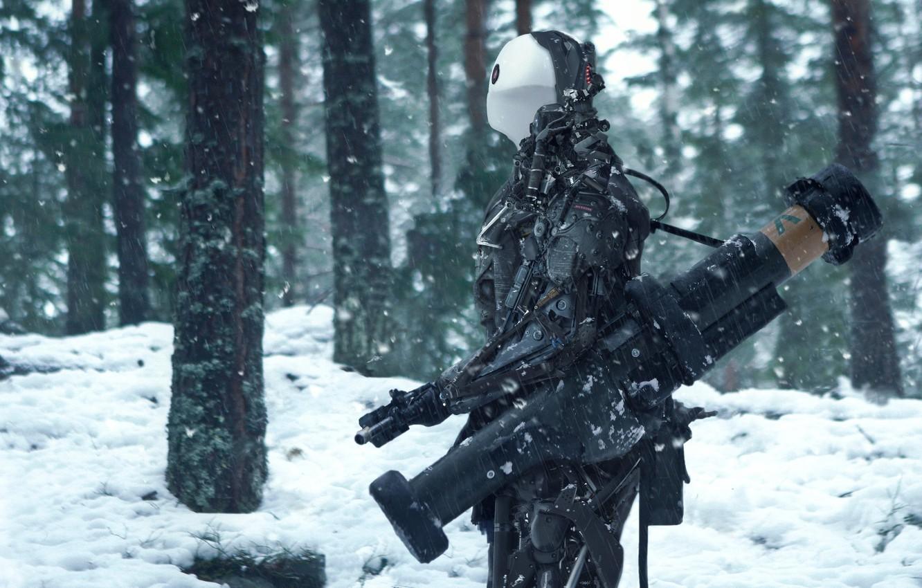 Wallpaper forest, snow, weapons, Bazooka, pancerfaust image