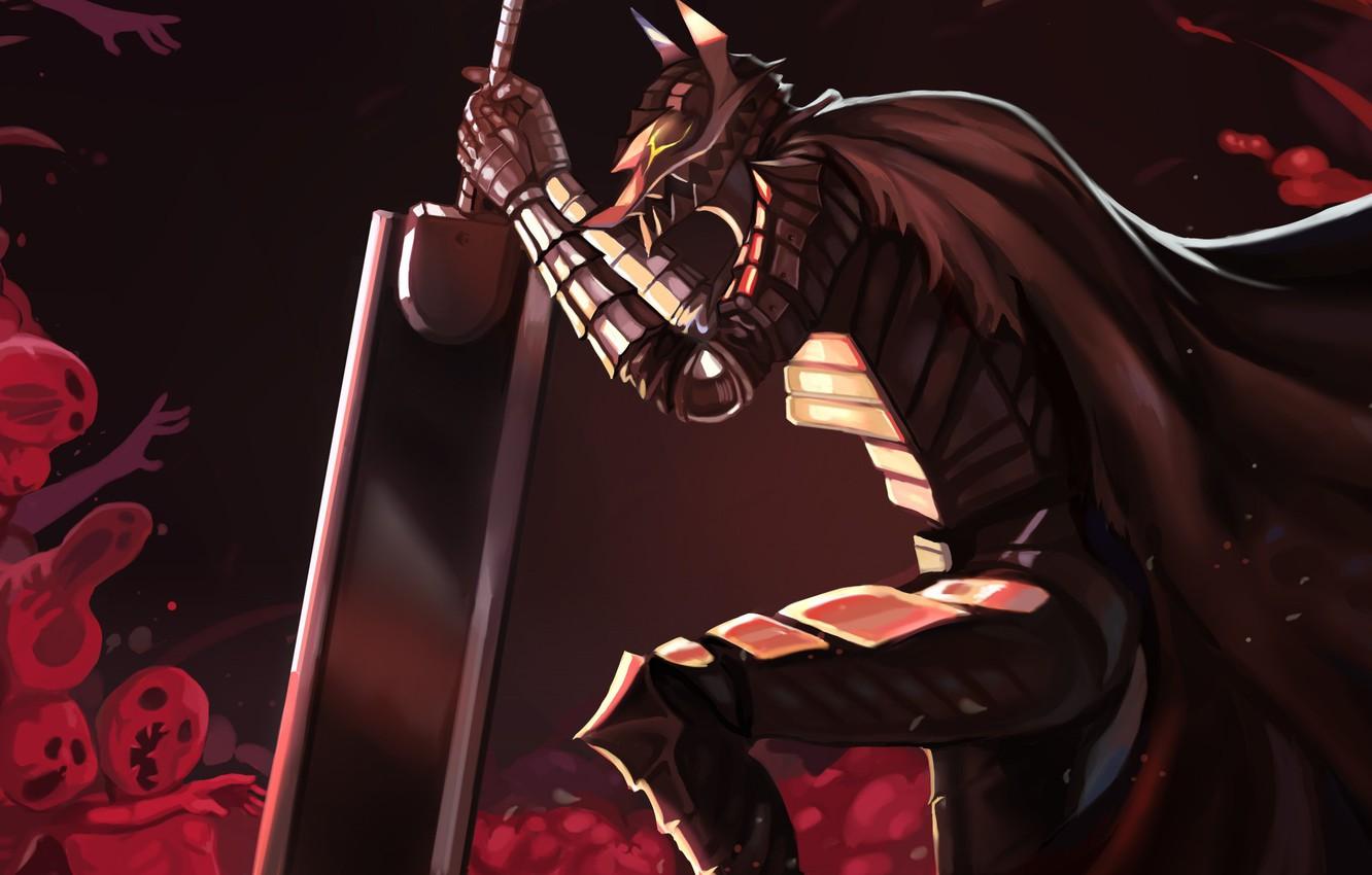 Wallpaper demon, sword, blood, game, armor, devil, sky, anime