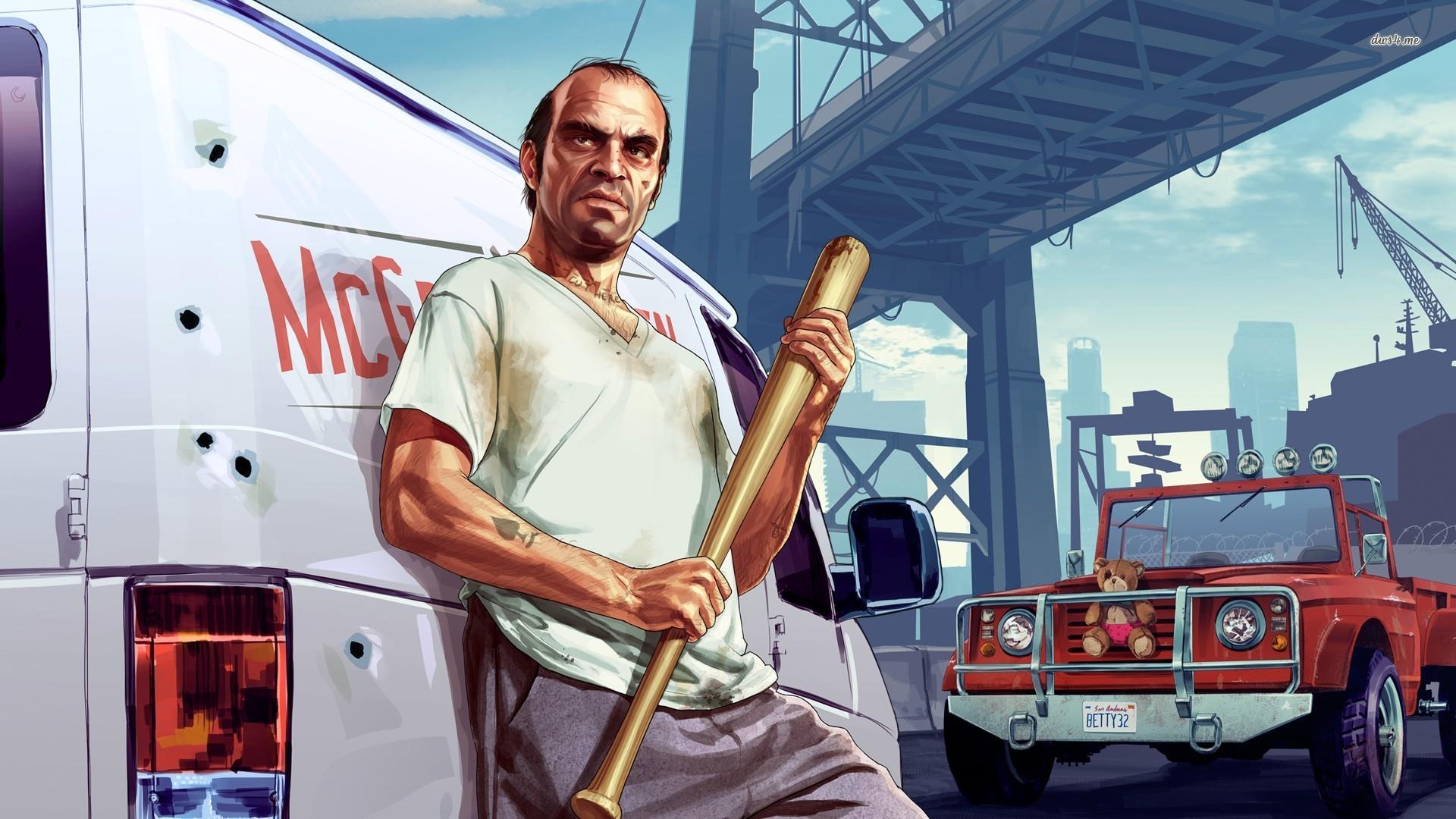 Trevor with a baseball bat Theft Auto V wallpaper