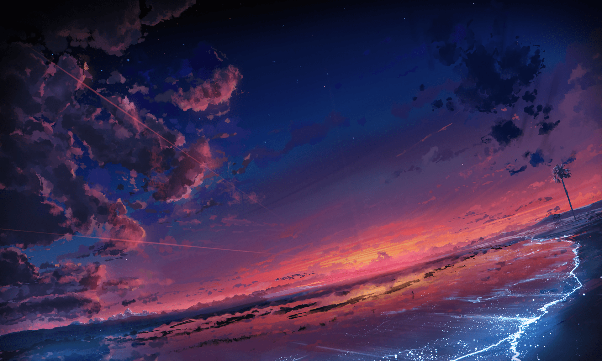Anime Original Sky Cloud Scenic Beach Sunset Wallpapers