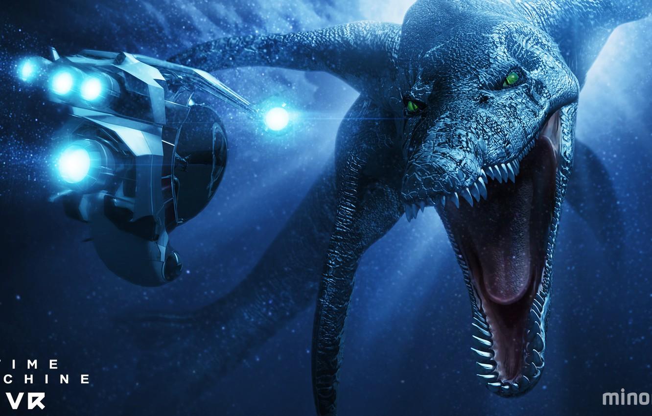 Photo Wallpaper Dinosaur, Underwater Vehicle, Time