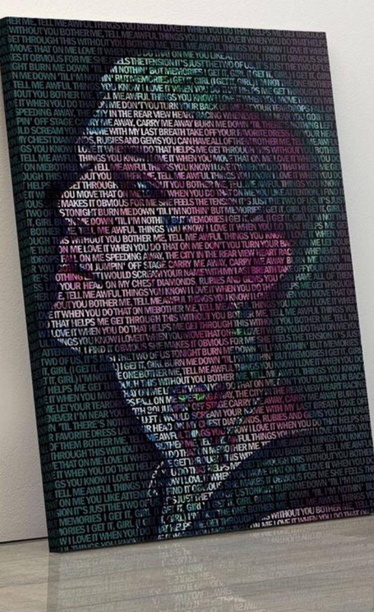 Lil peep poster made out of lyrics from Awful Things