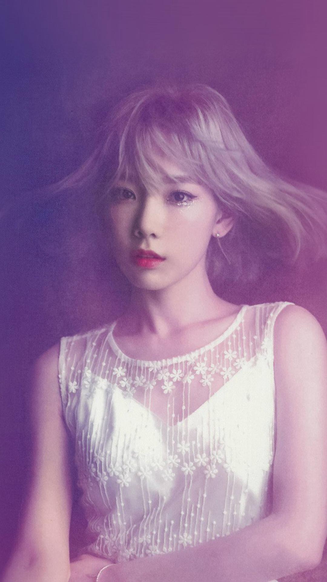 Taeyeon Snsd Kpop Girl Purple Pink iPhone 8 Wallpaper Free