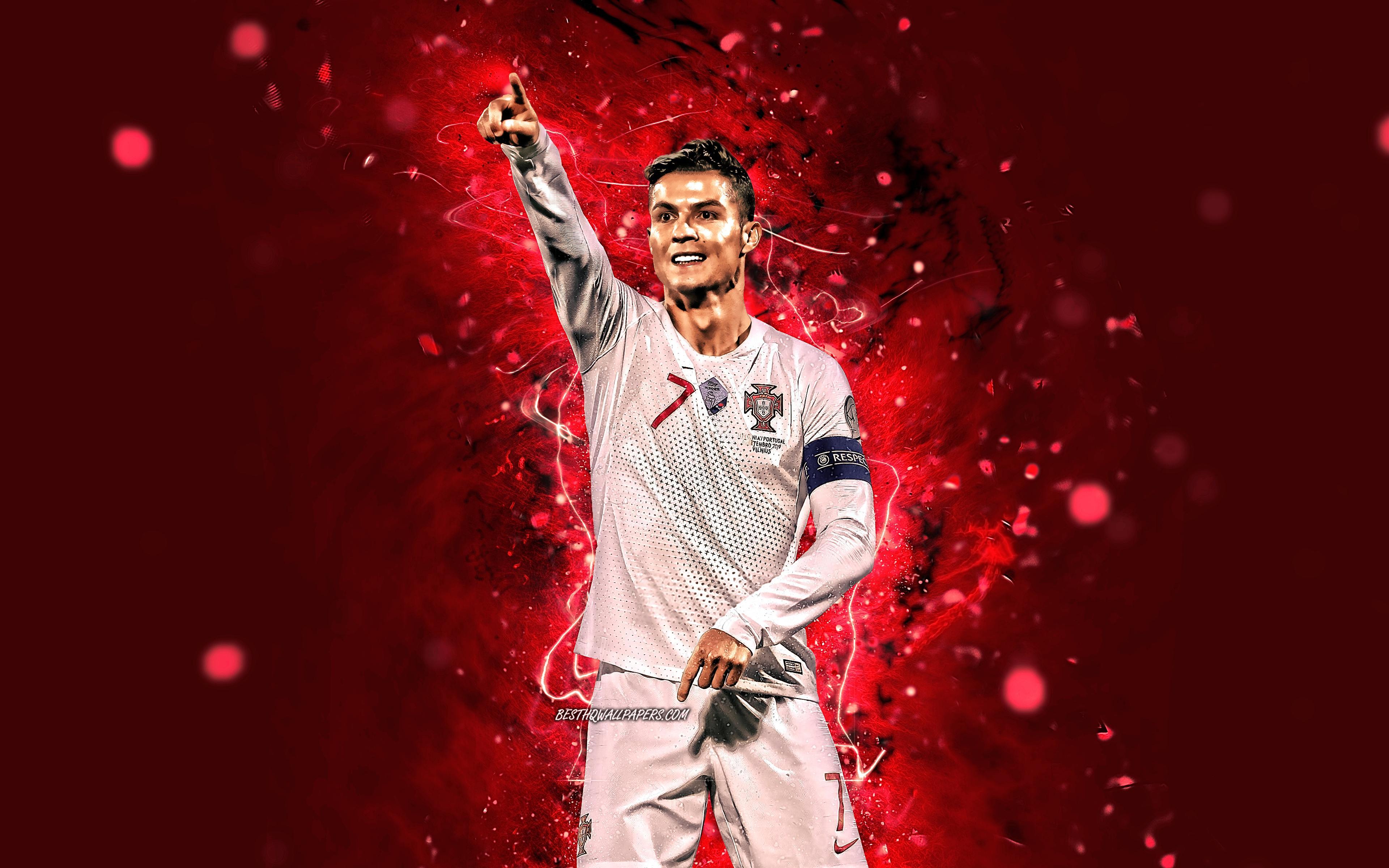 Download wallpaper Cristiano Ronaldo, 4k, white uniform