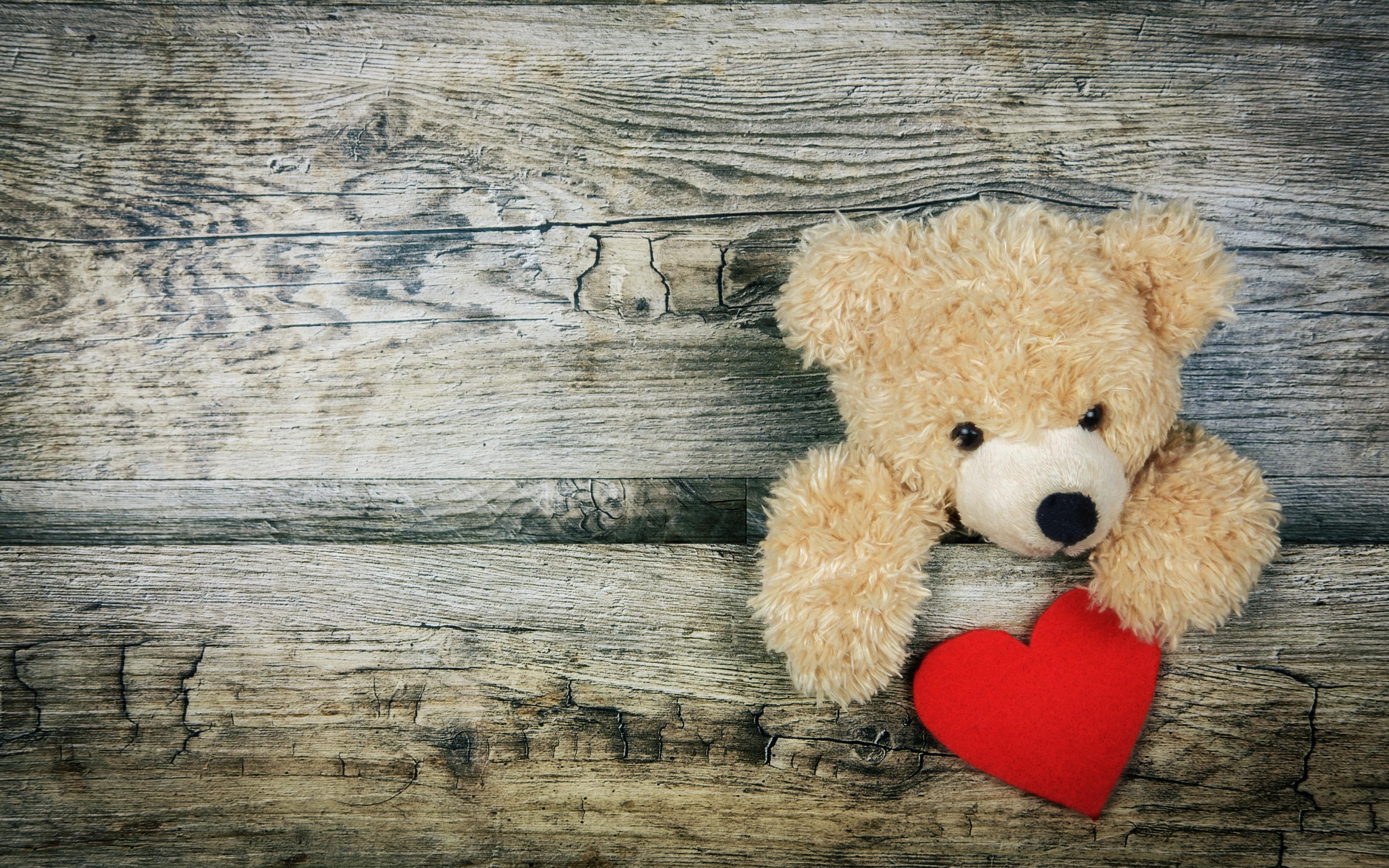 Download wallpaper 3840x2400 teddy bear, heart, valentines