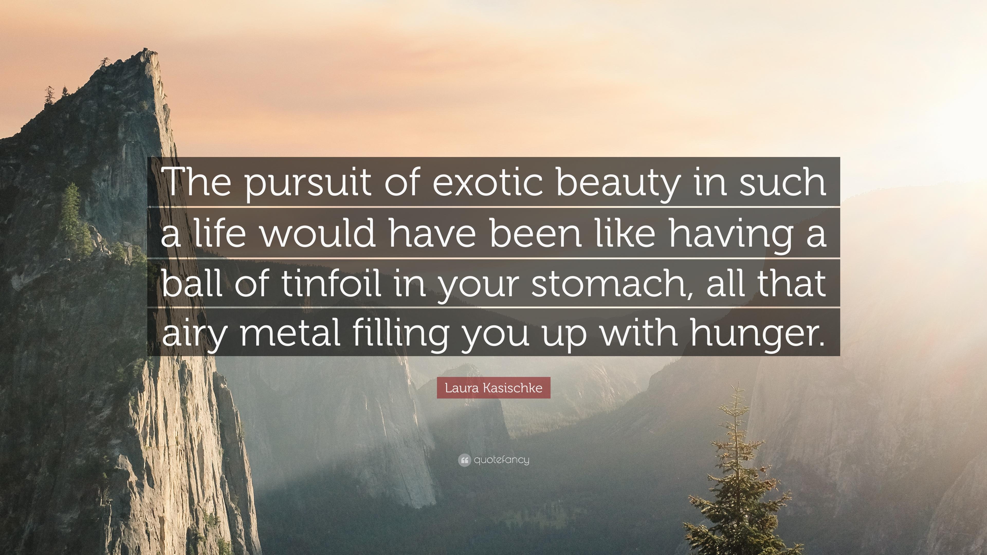 Laura Kasischke Quote: “The pursuit of exotic beauty in such