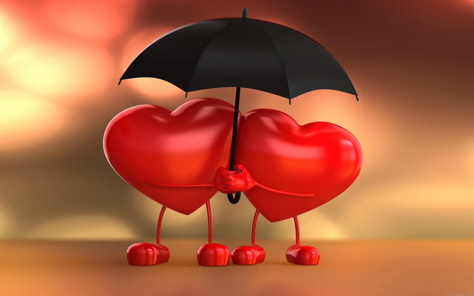Two Hearts Valentine Hearts Love Hearts With Umbrella