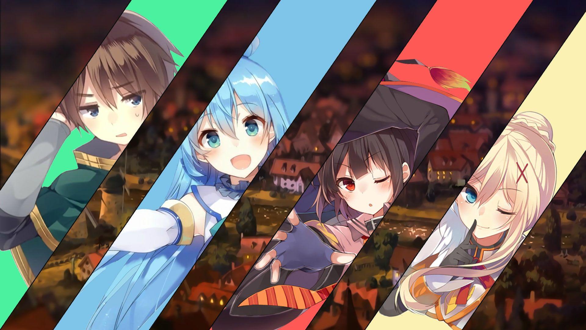 Download Follow the adventures of Kazuma, Aqua and the rest of the Konosuba  gang. Wallpaper