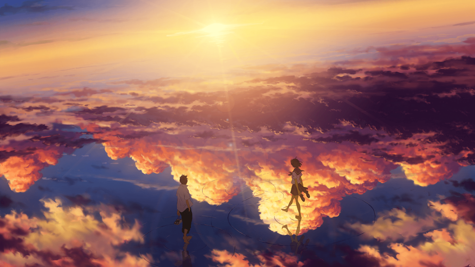 Download 1920x1080 Anime Landscape, Beyond The Clouds
