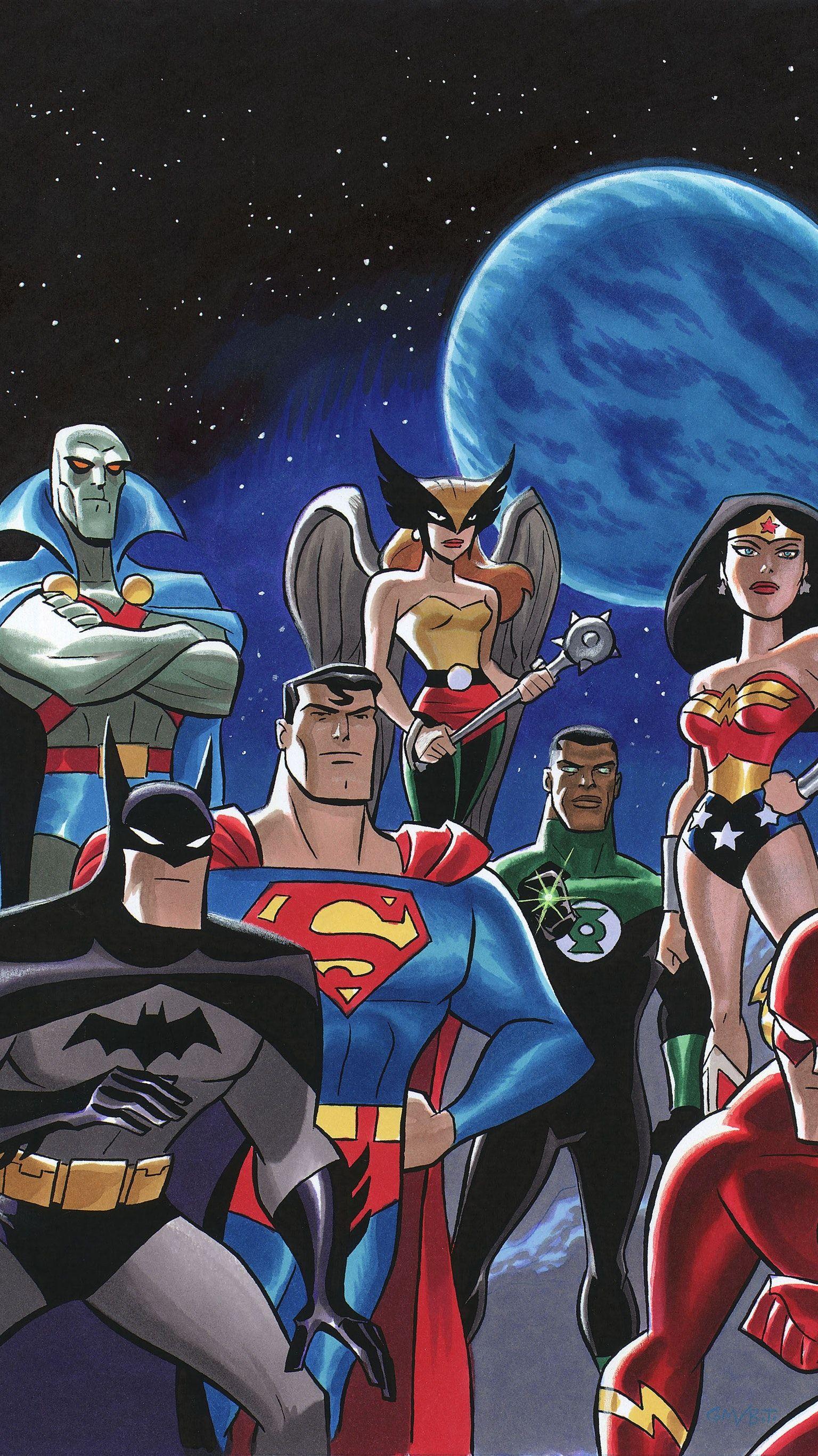 Justice League Phone Wallpaper. Moviemania. Justice league animated, Dc comics superheroes, Dc comics heroes