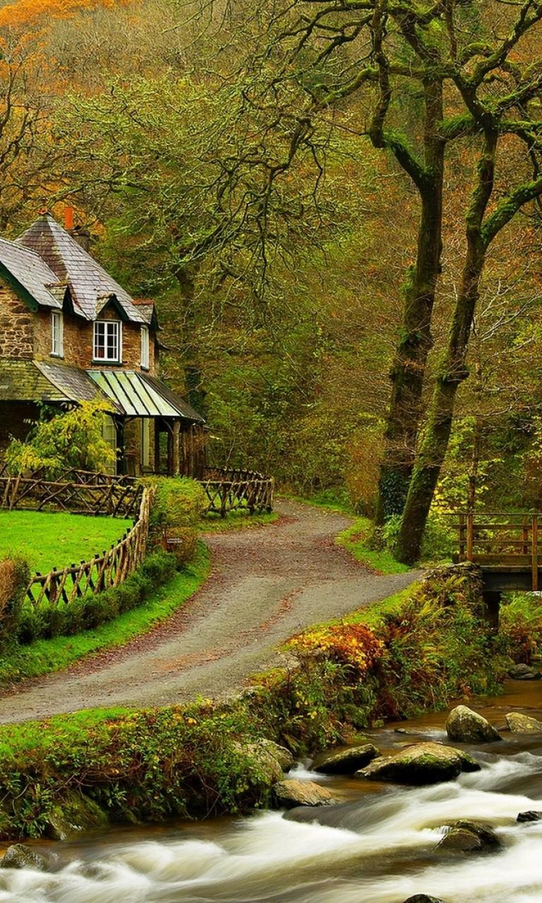 Beautiful house next to the river HD Wallpaper 768x1280