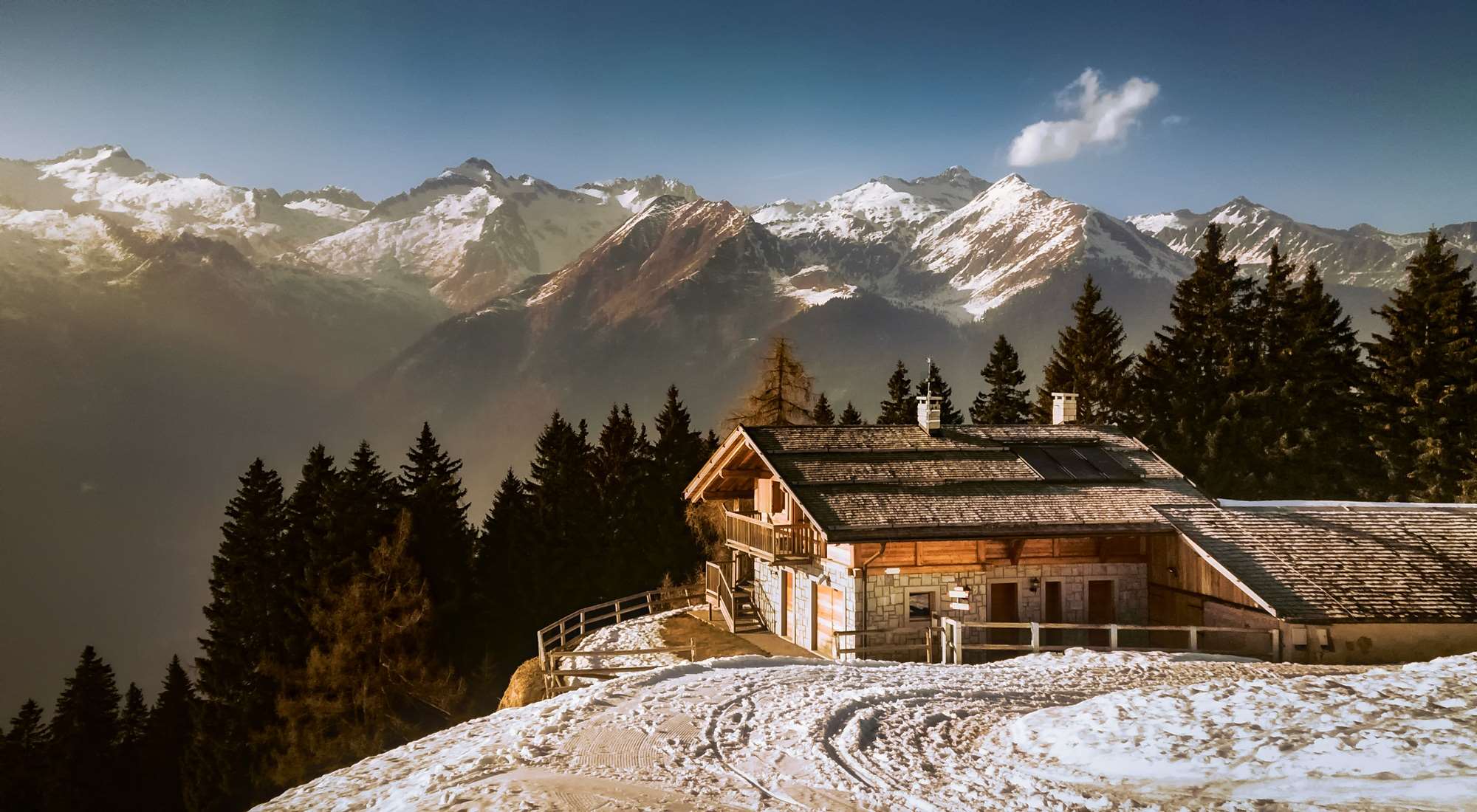 alps, country, countryside, forest, home, house, italy