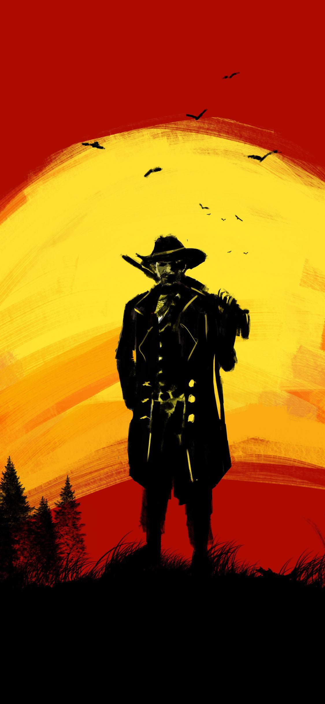 Download 1125x2436 wallpapers red dead redemption 2, cowboy