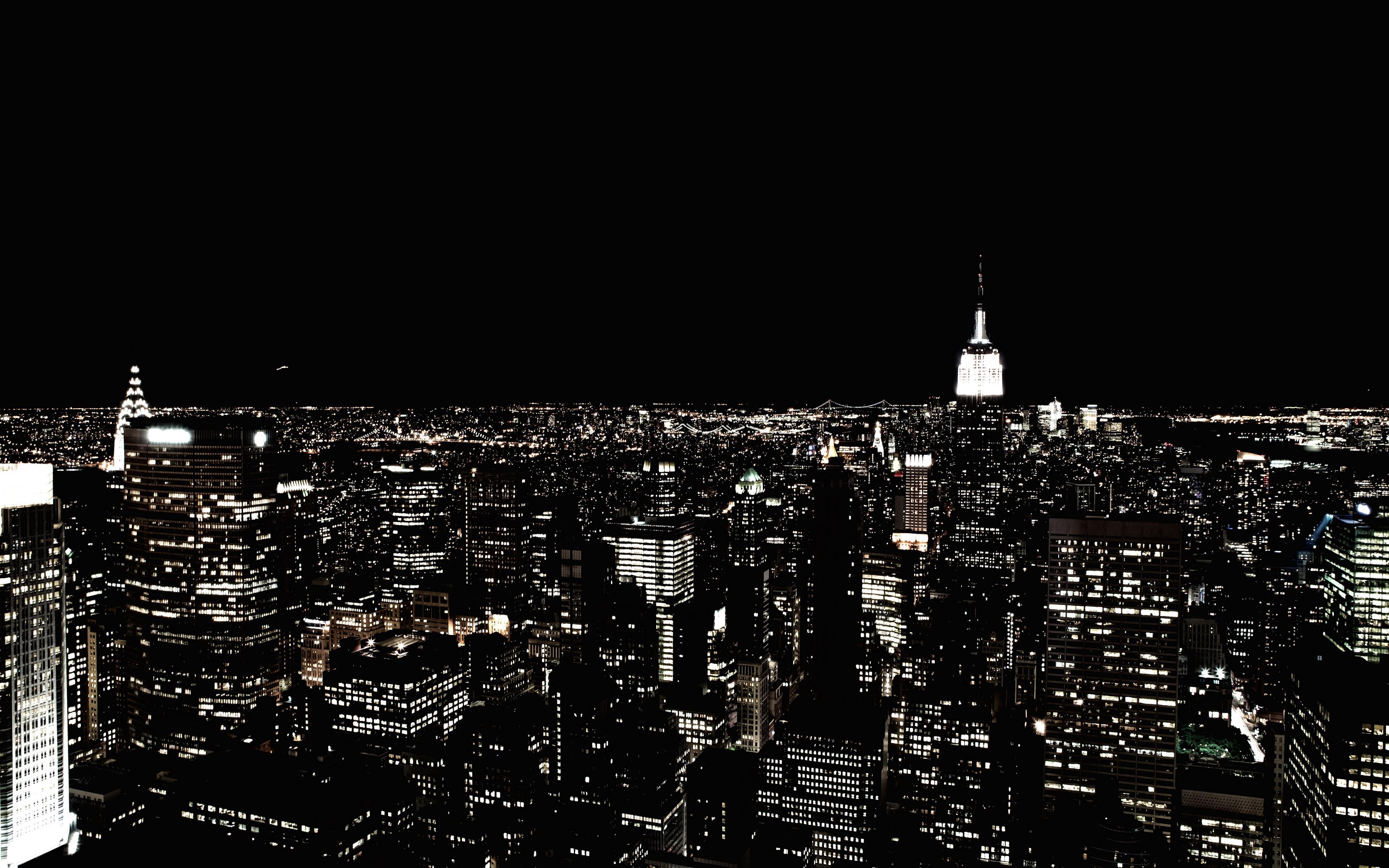 Wallpaper New York, Night City, Skyscraper, City Lights