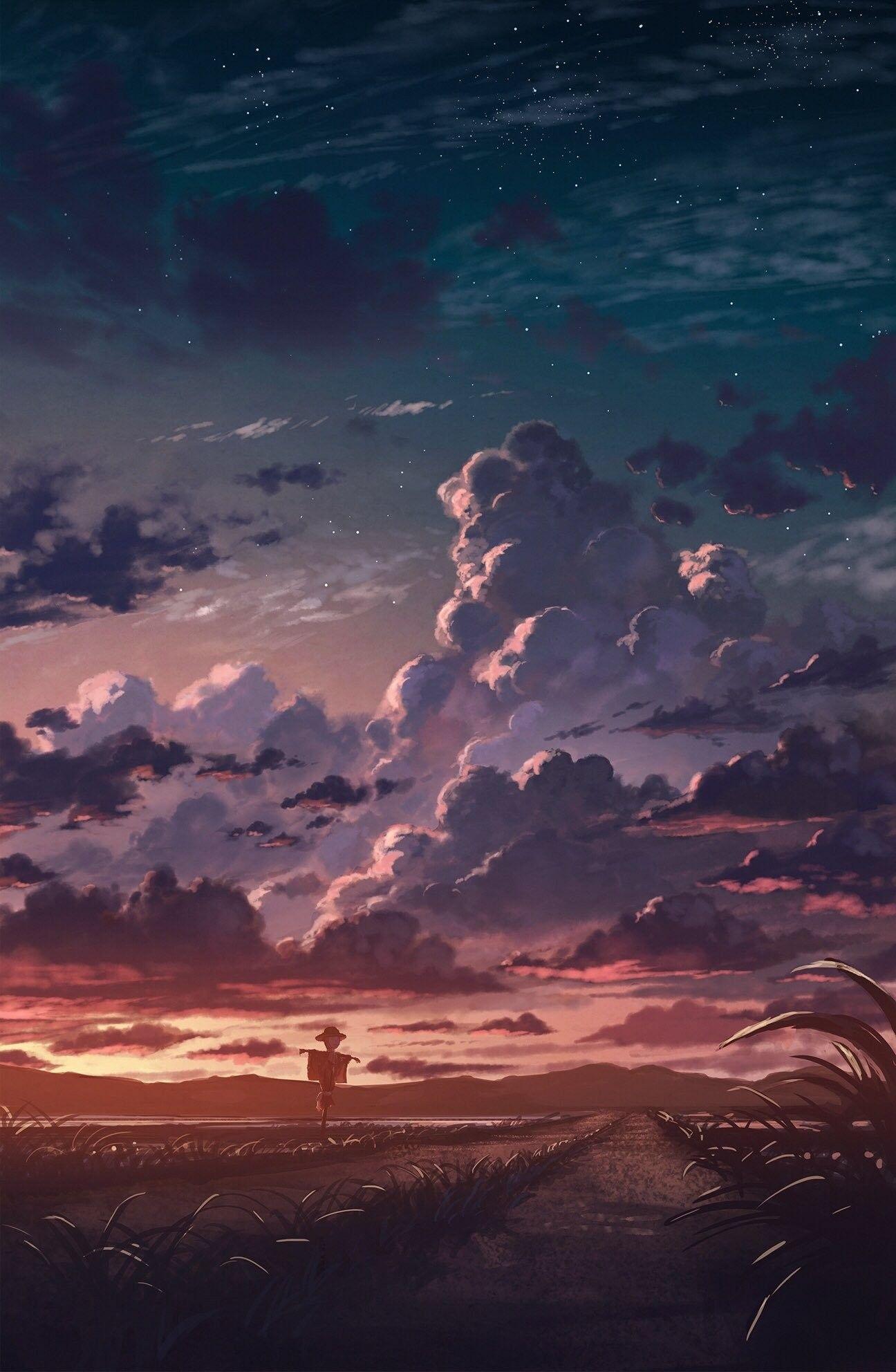 Anime #sky #Wallpaper #View #Beautiful #background #Art