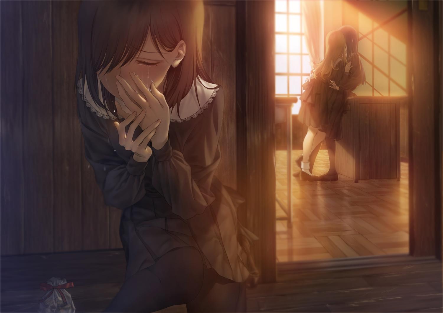Anime Girl Crying Next To Couple gambar ke 7