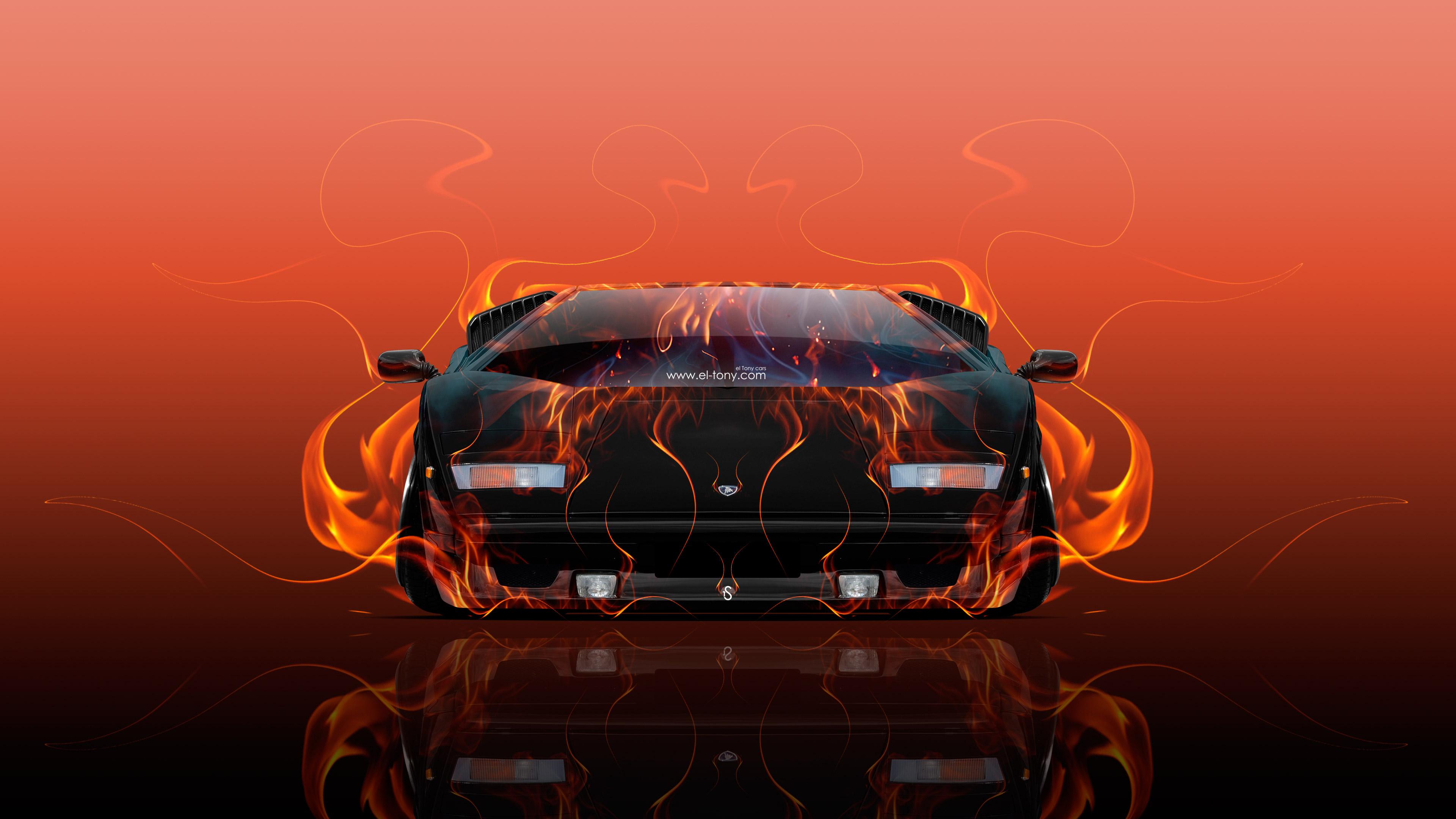 Lamborghini Countach Front Fire Abstract Car 2016 Wallpaper