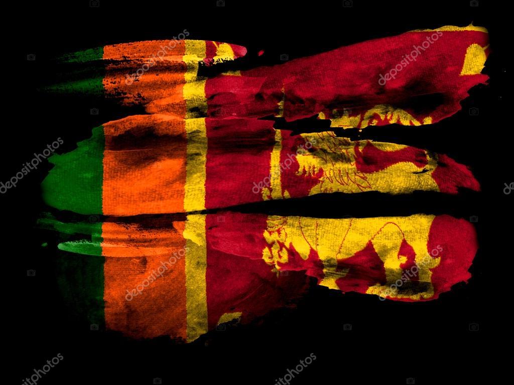 Sri Lanka Flag Painted On Black Textured Paper With