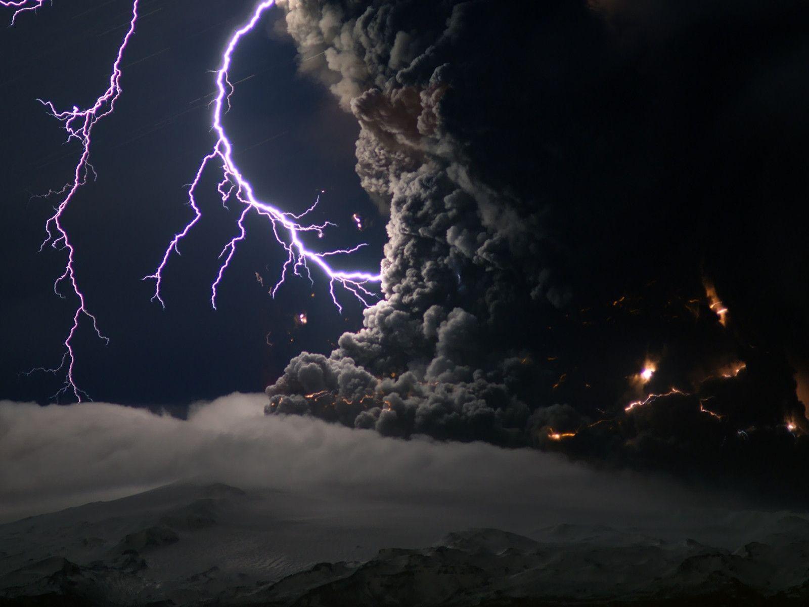 Blue Lightning Storm Background Volcano Lightning