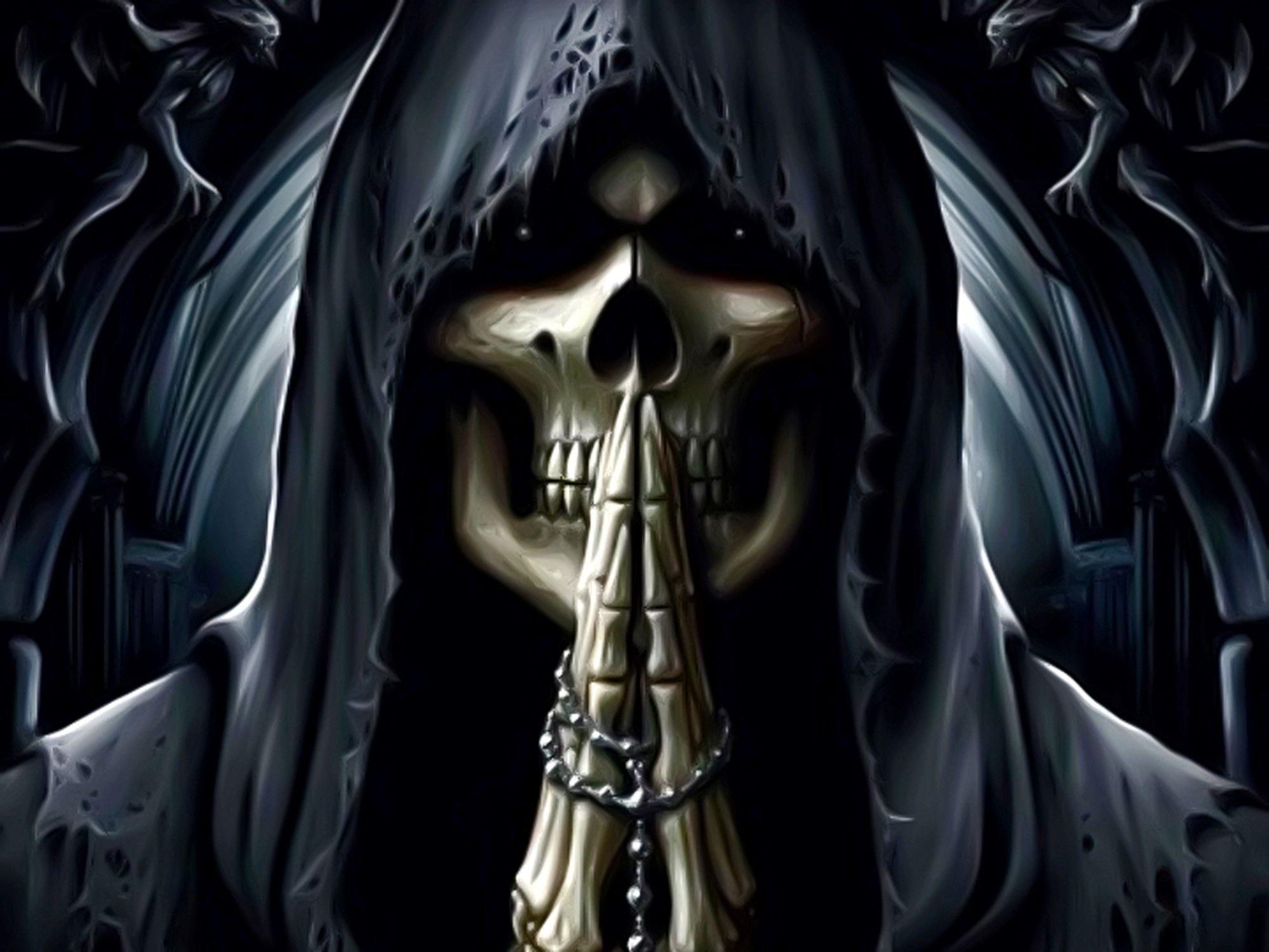 grim reaper guns skulls wallpaper