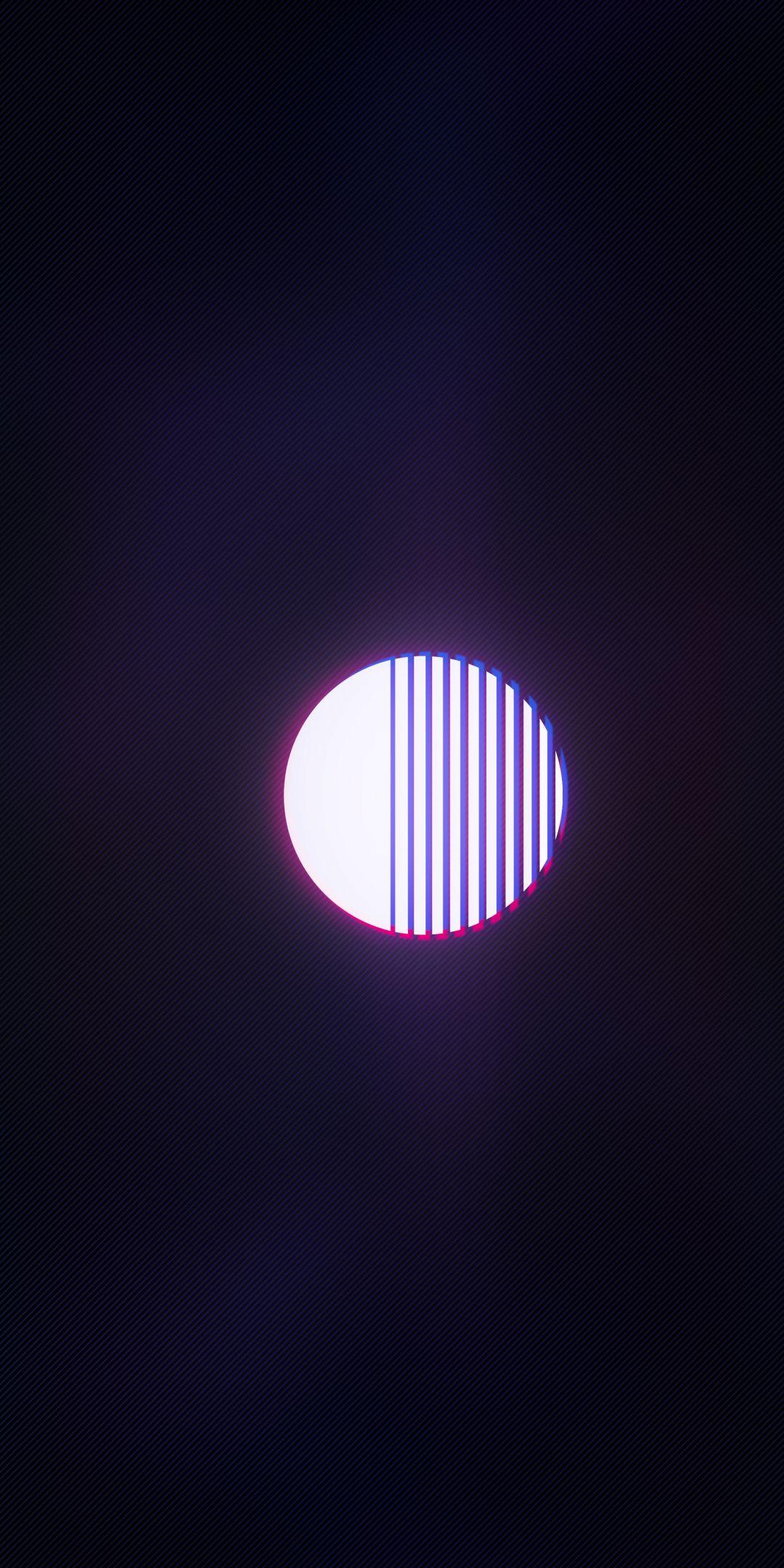 Retro, synthwave, moon, artwork, minimal, 1080x2160