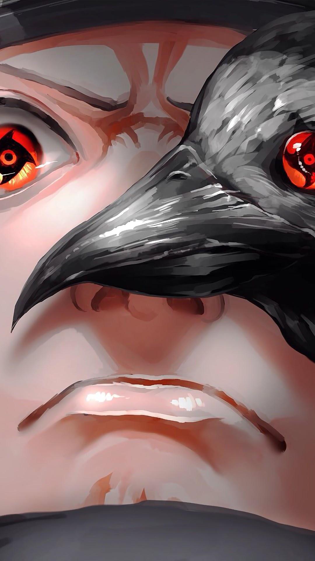 Shisui Uchiha Mangekyo Sharigan Crow 4K Wallpaper