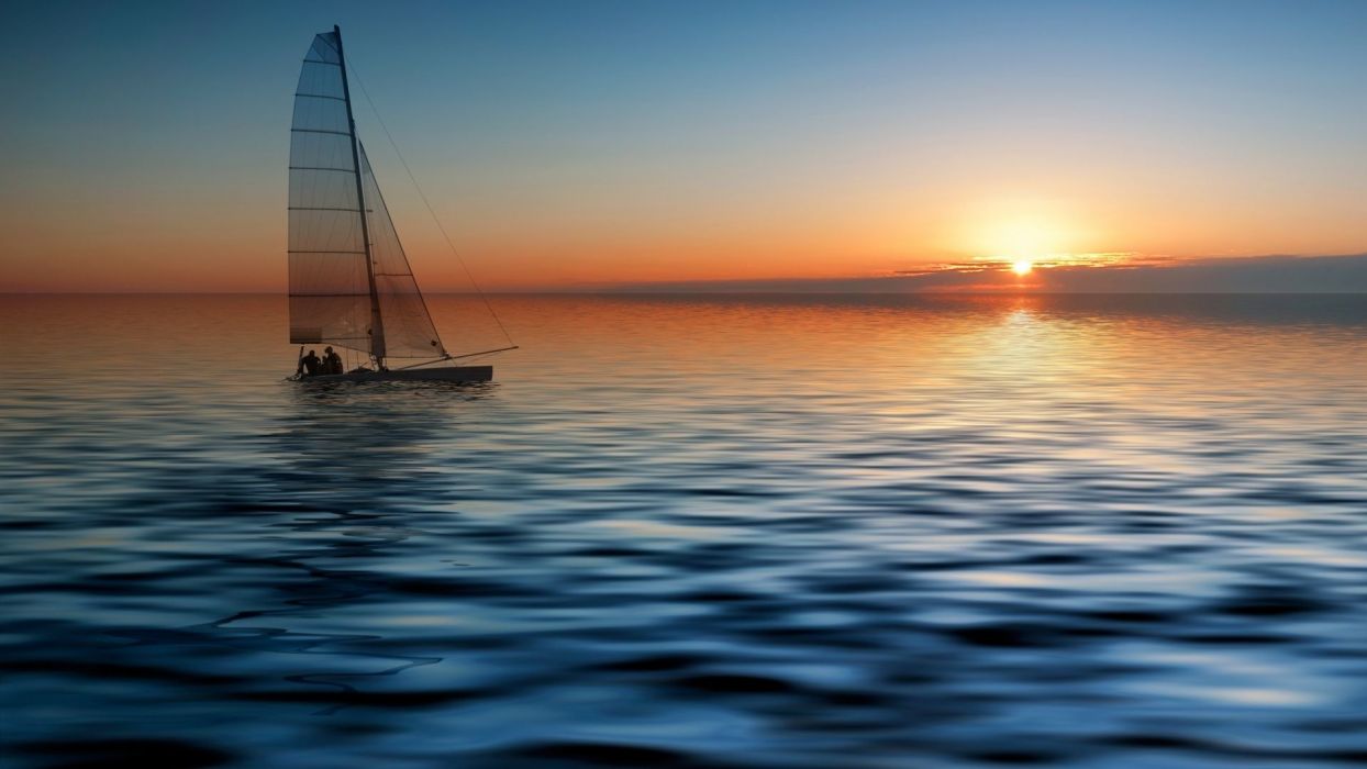 Photography Sailboat Sea Ocean Sky Sunset Wallpaper