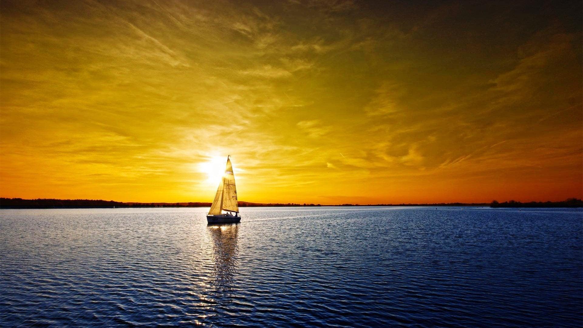Sailboat in the sunset[1920x1080]