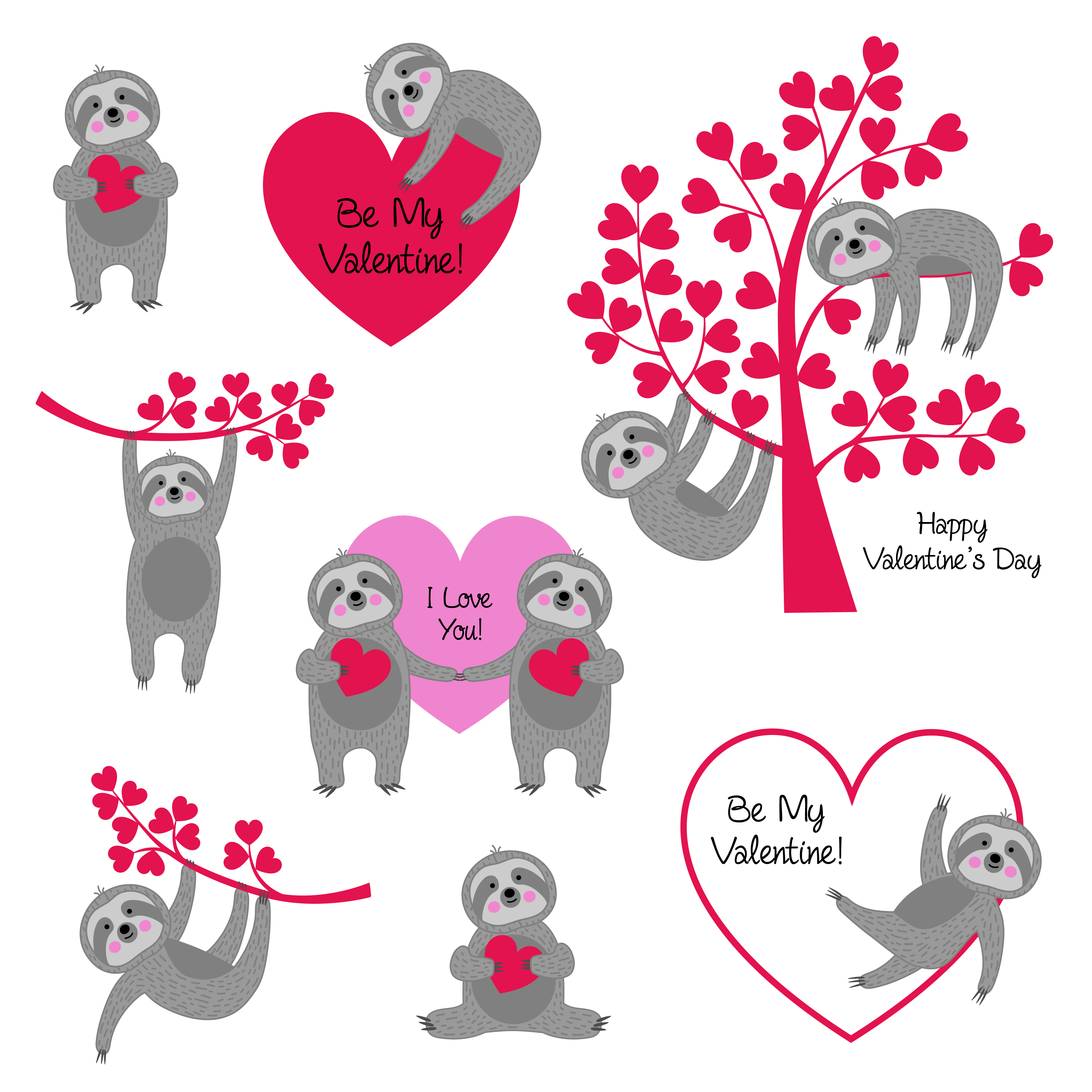sloth valentines Free Vectors, Clipart Graphics