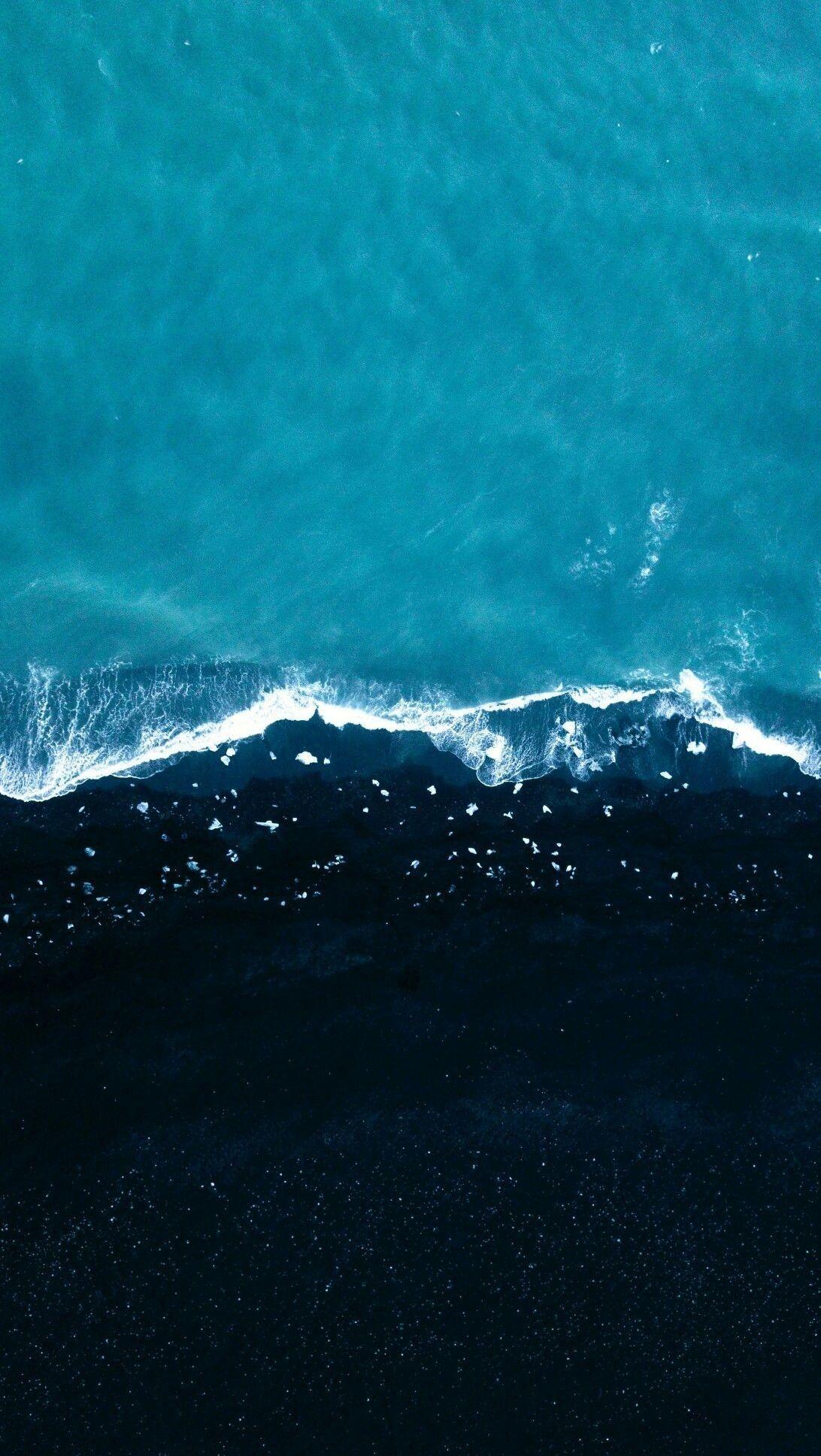 Coexist. Turquoise and dark blue. Sea water. Ocean