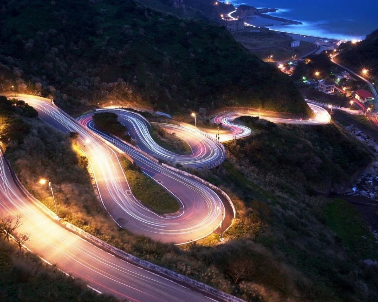 Coastal Road at Night desktop PC and Mac wallpaper