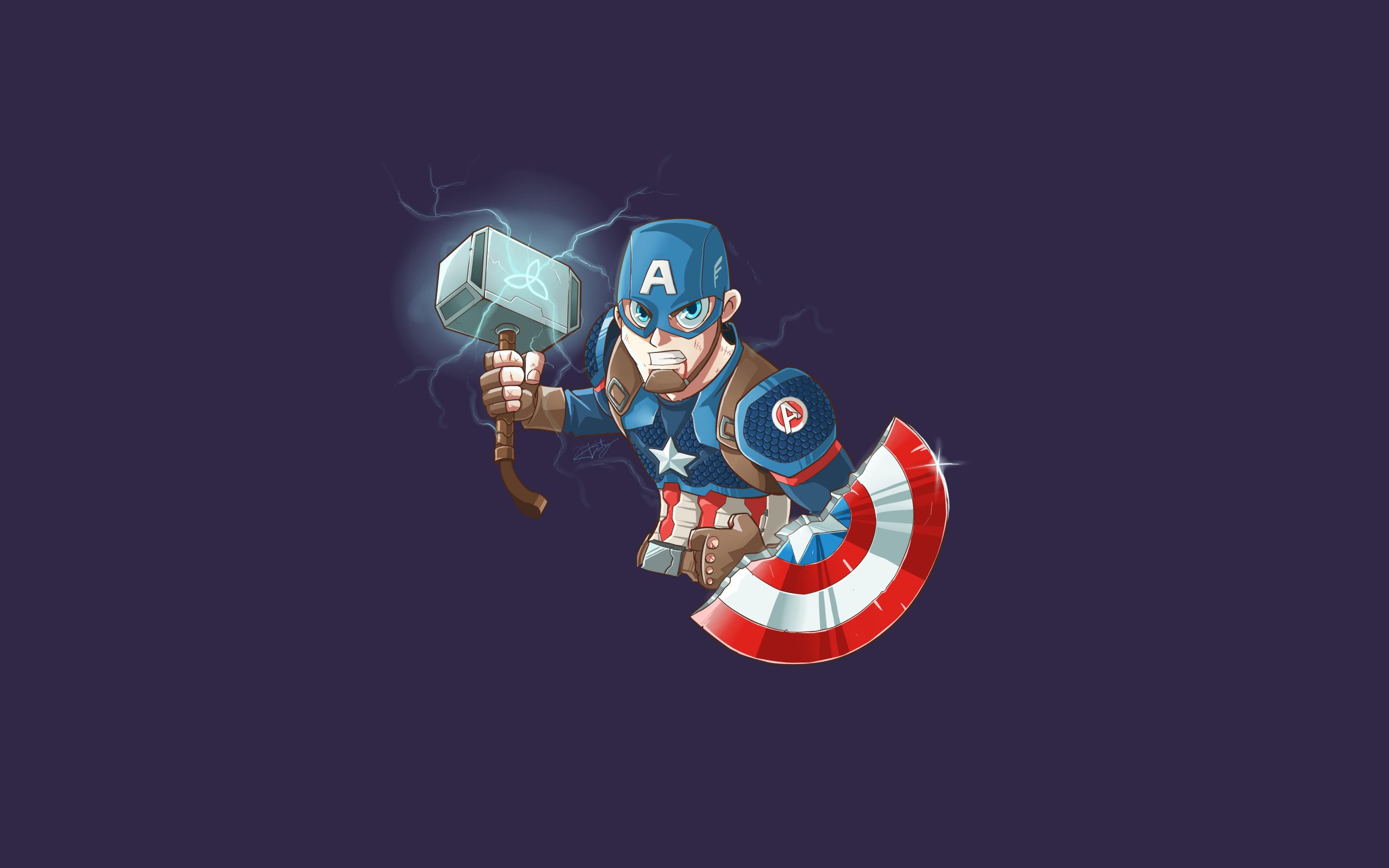 Captain America with Mjolnir and Shield Art Macbook Pro