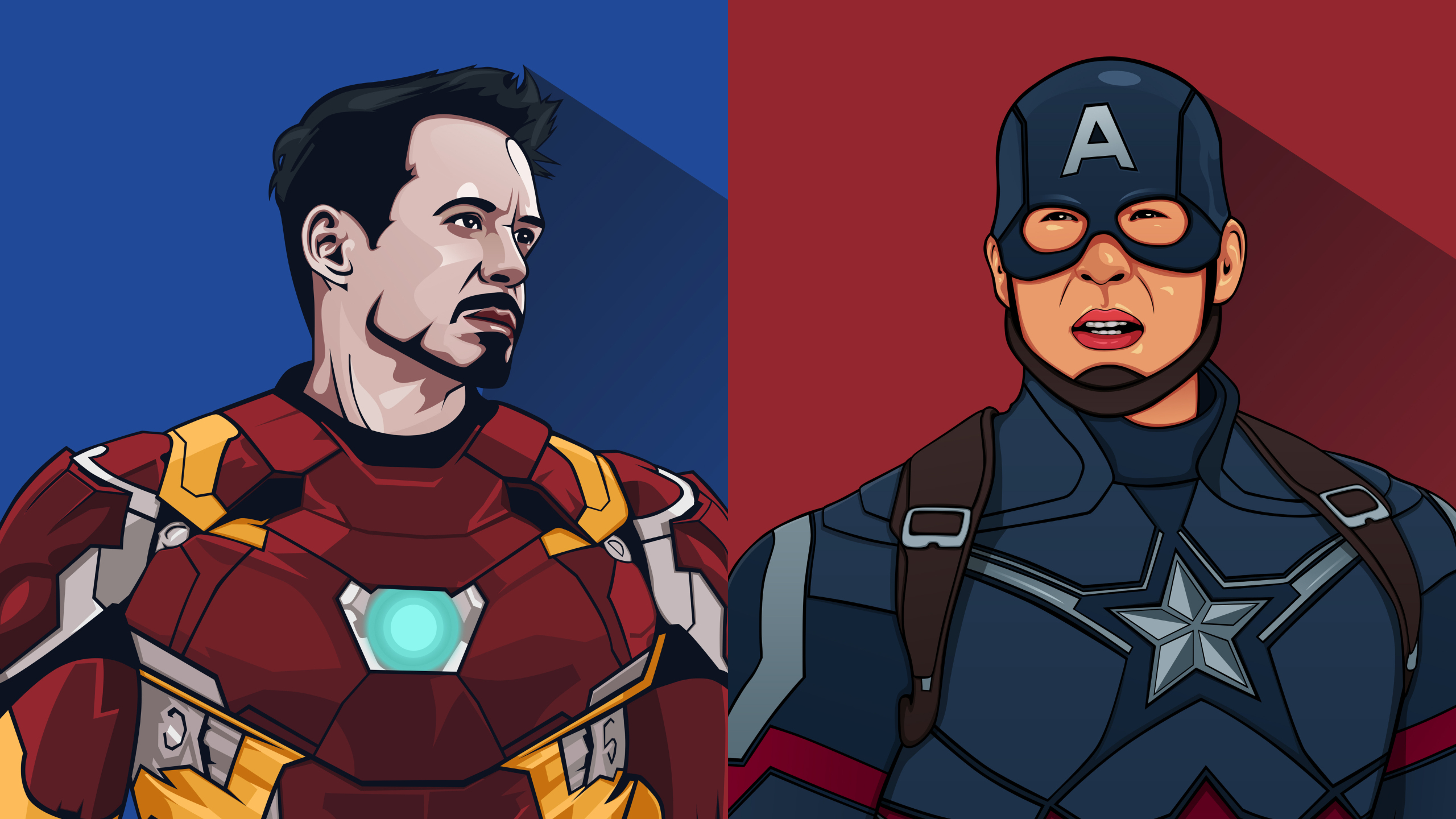 Captain America Iron Man Minimal Art 1440P